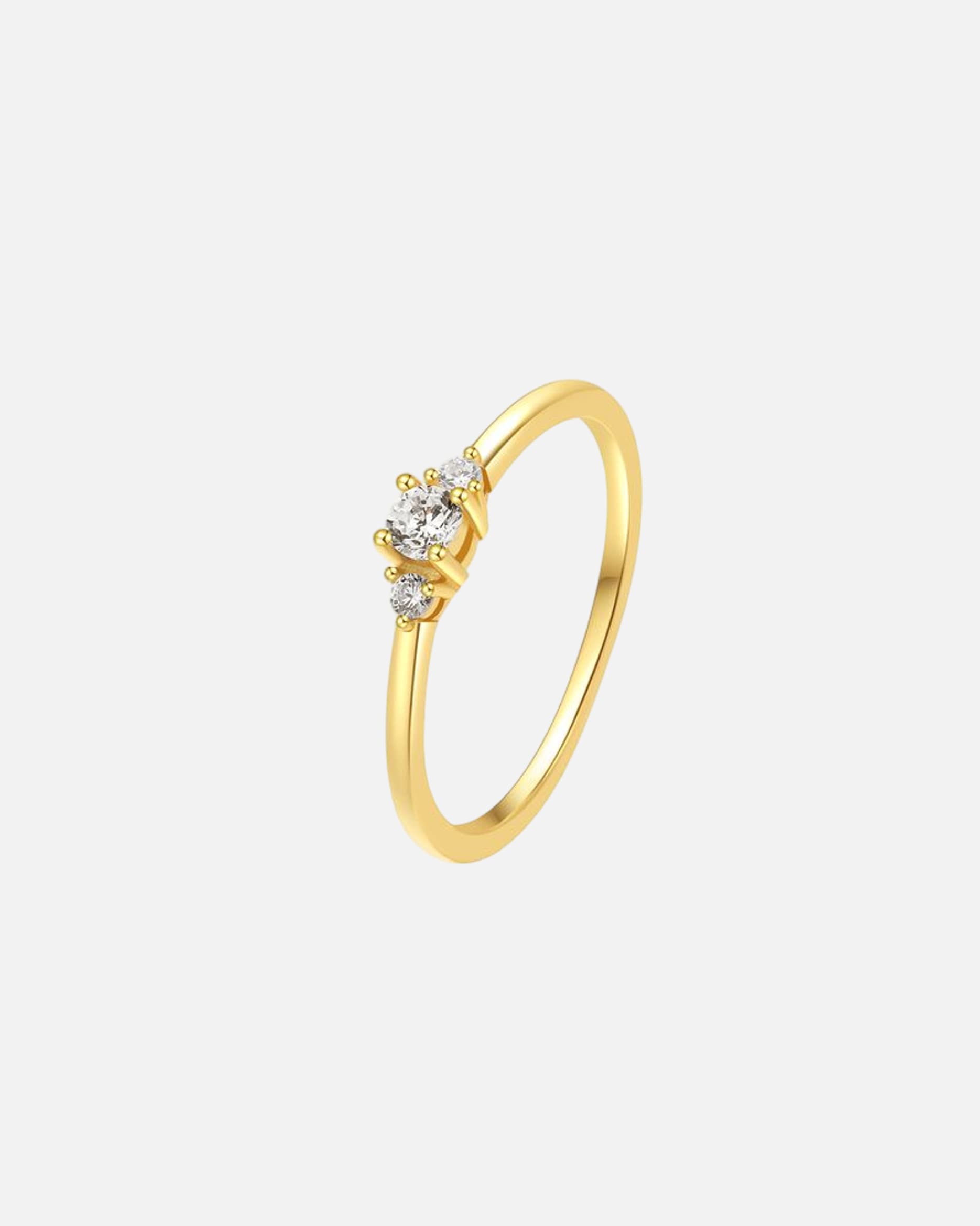 Ring für Weiblich Hey Happiness Default Brand Line Slim Trio Ring Gold – 925 Sterling Silber 18k vergoldet mit Zirkonia 52