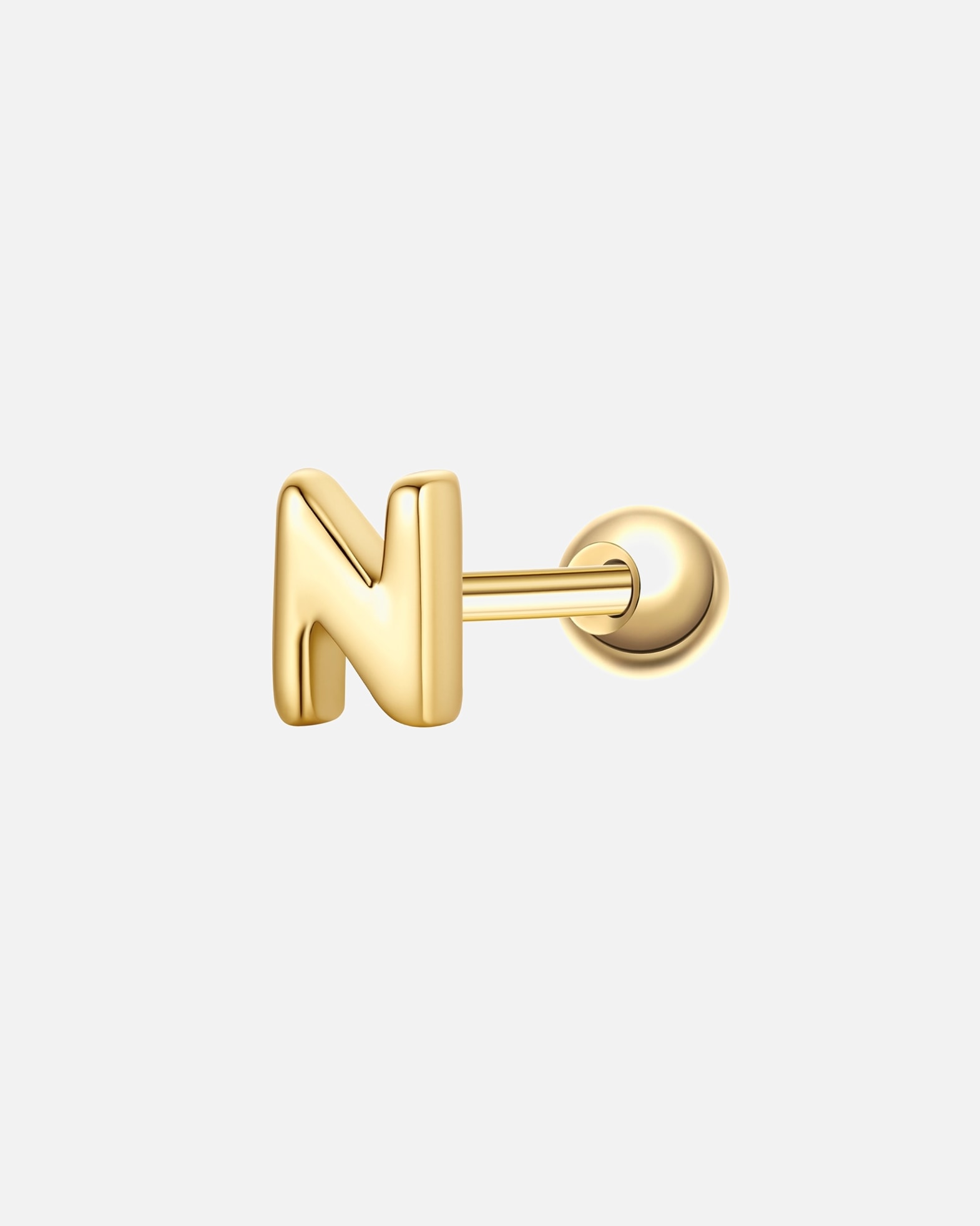Ohrringe für Weiblich Glanzstücke München Piercing Buchstabe N aus Sterling Silber in gelbgold 3,9 mm