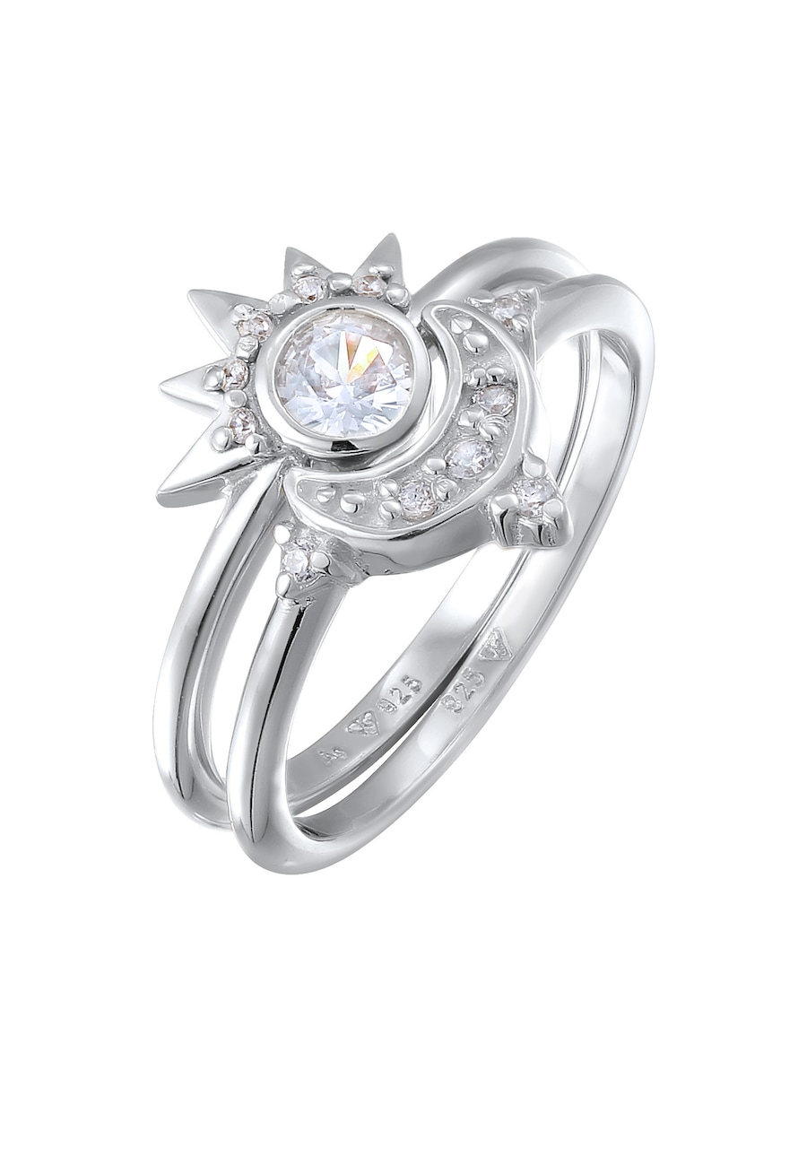 Elli Set Mond Sonne Zirkonia 925 Sterling Silber vergoldet 54 Damen