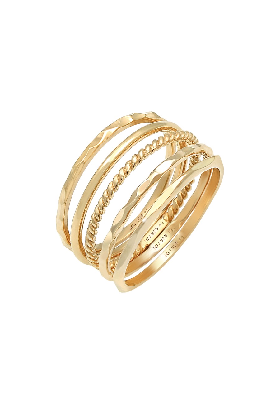 Elli Stapelringe Stacking Bandring 5er Set 925 Silber 52 Damen