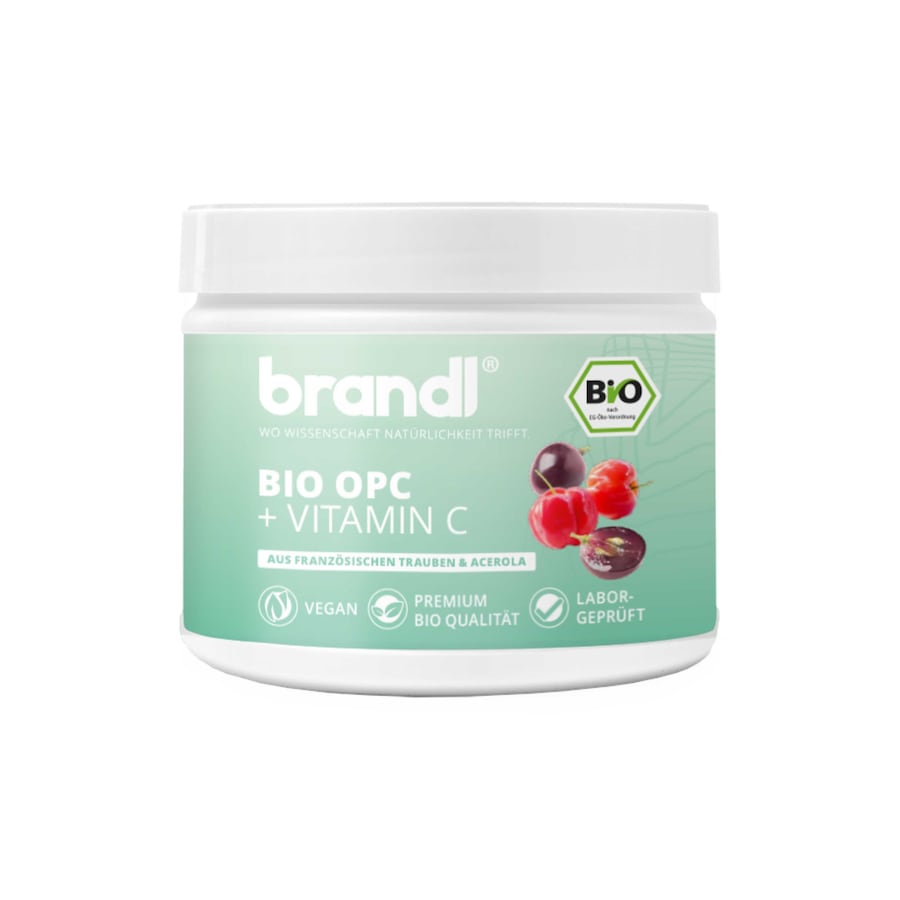Brandl Nutrition Bio OPC Traubenkernextrakt mit Vitamin C aus Acerola 68 g