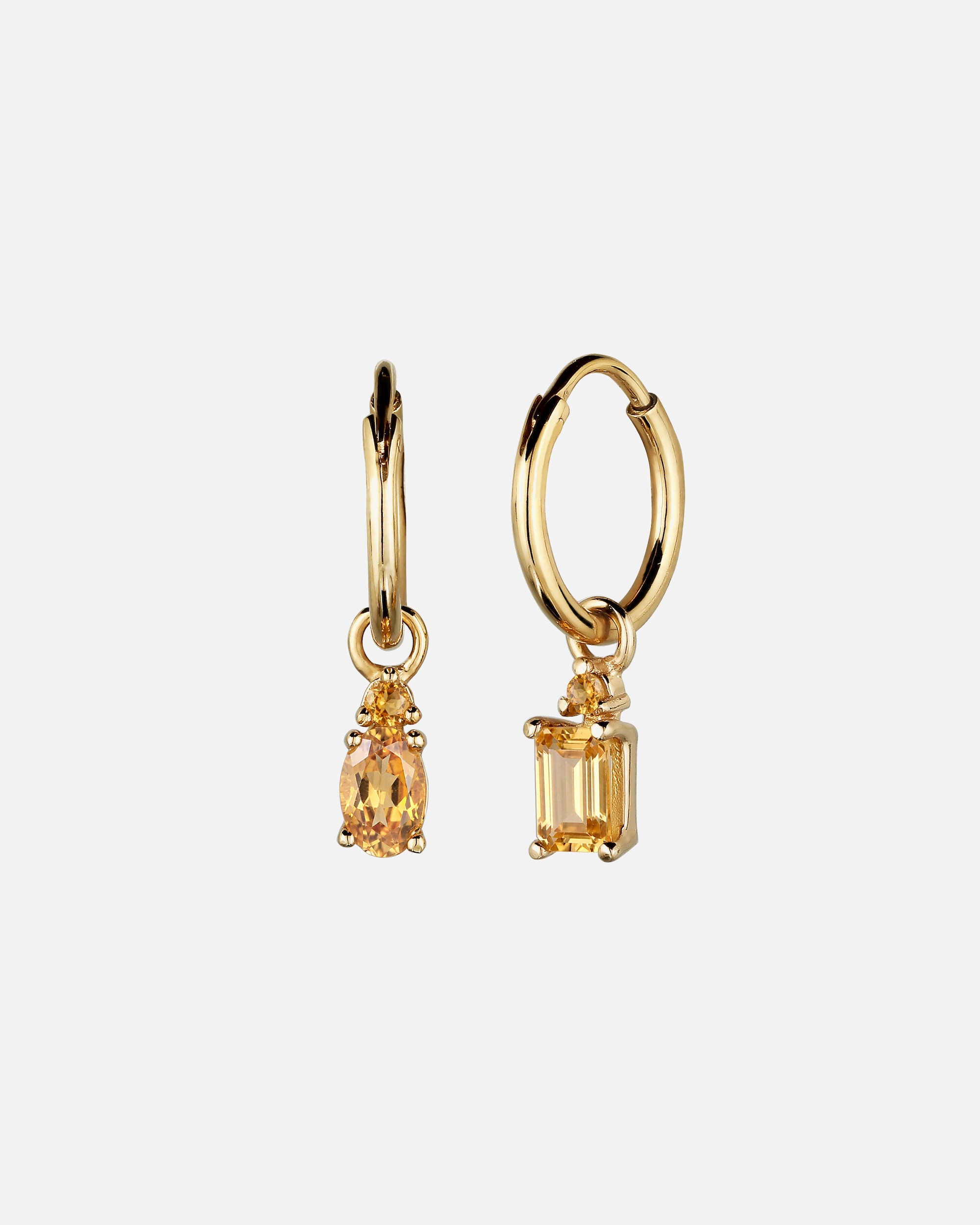 Ohrringe für Weiblich Elli Creole mit Citrin Gelb 925 Sterling Silber vergoldet OneSize