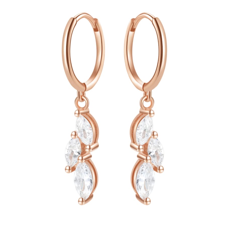 Hey Happiness Zirkonia Huggie Ohrringe aus 925er Sterlingsilber Rosegold Nude Damen