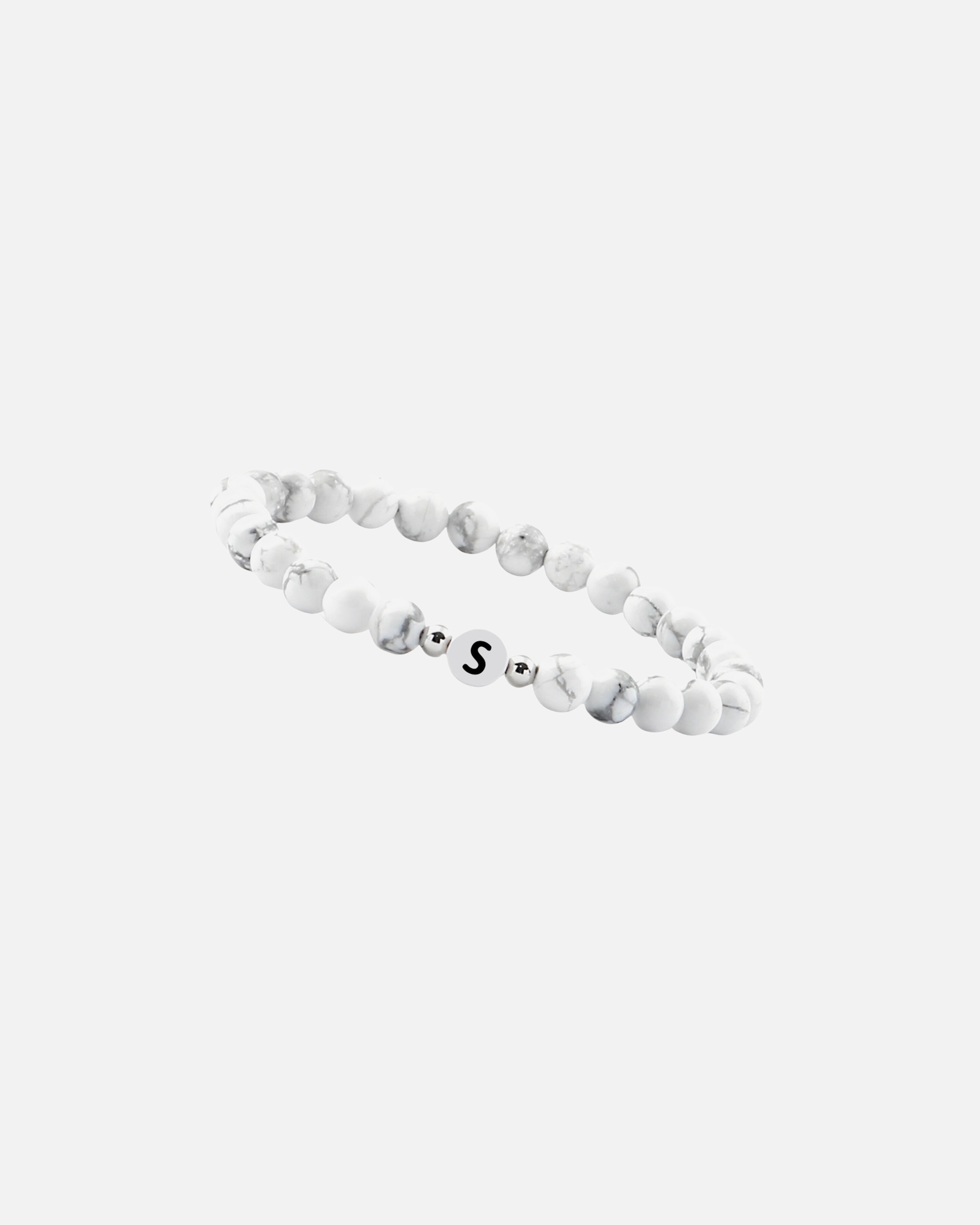 Armband für Weiblich GOOD.designs Perlenarmband aus Howlith-Steinen mit dem Buchstaben S Onesize