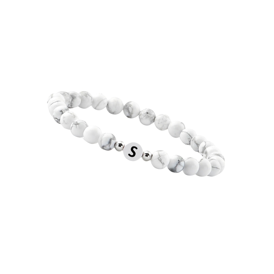 GOOD.designs Perlenarmband aus Howlith-Steinen mit dem Buchstaben S Onesize Damen