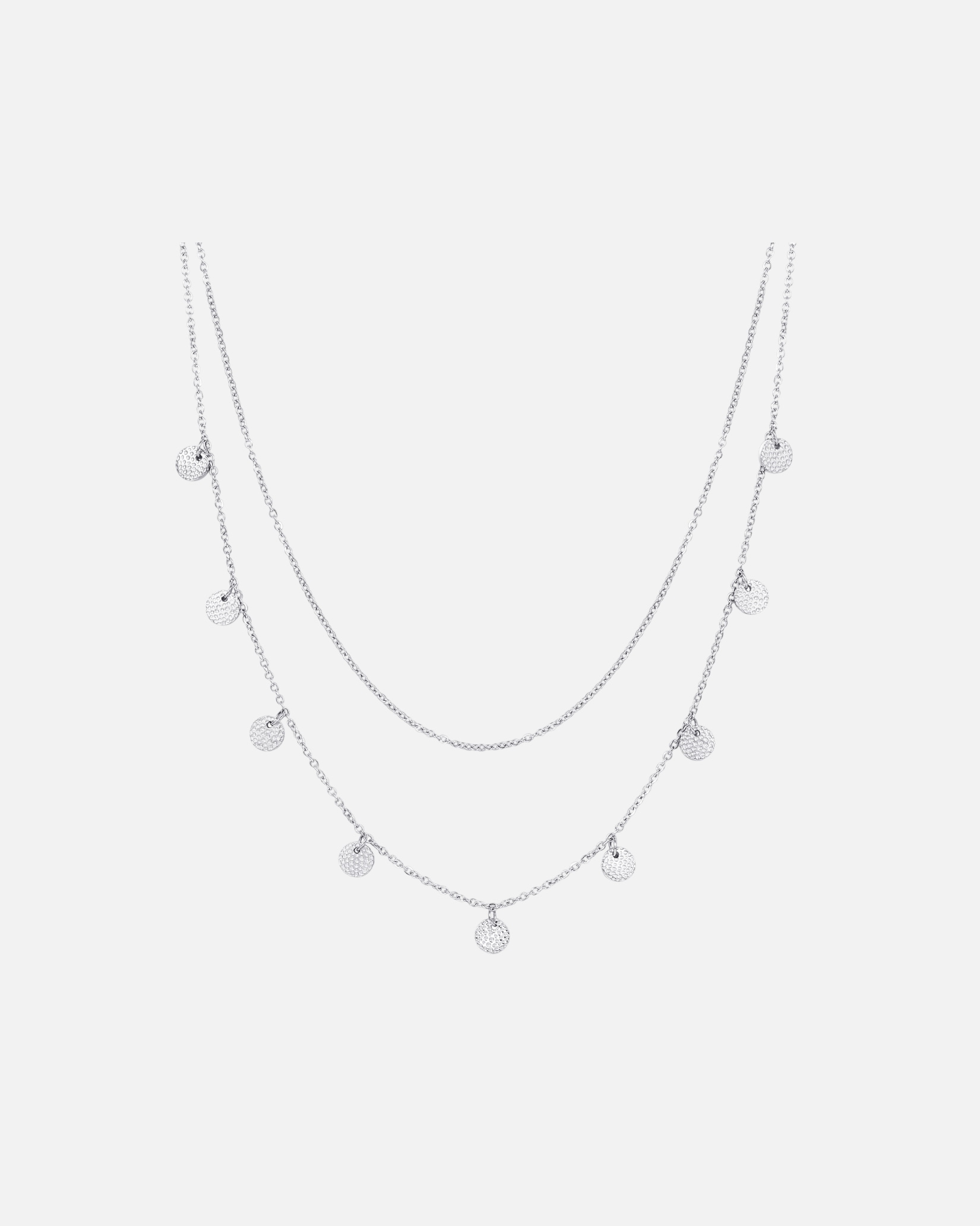 Kette für Weiblich Hey Happiness Default Brand Line Zweireihige Kette mit Plättchen aus Edelstahl Silber