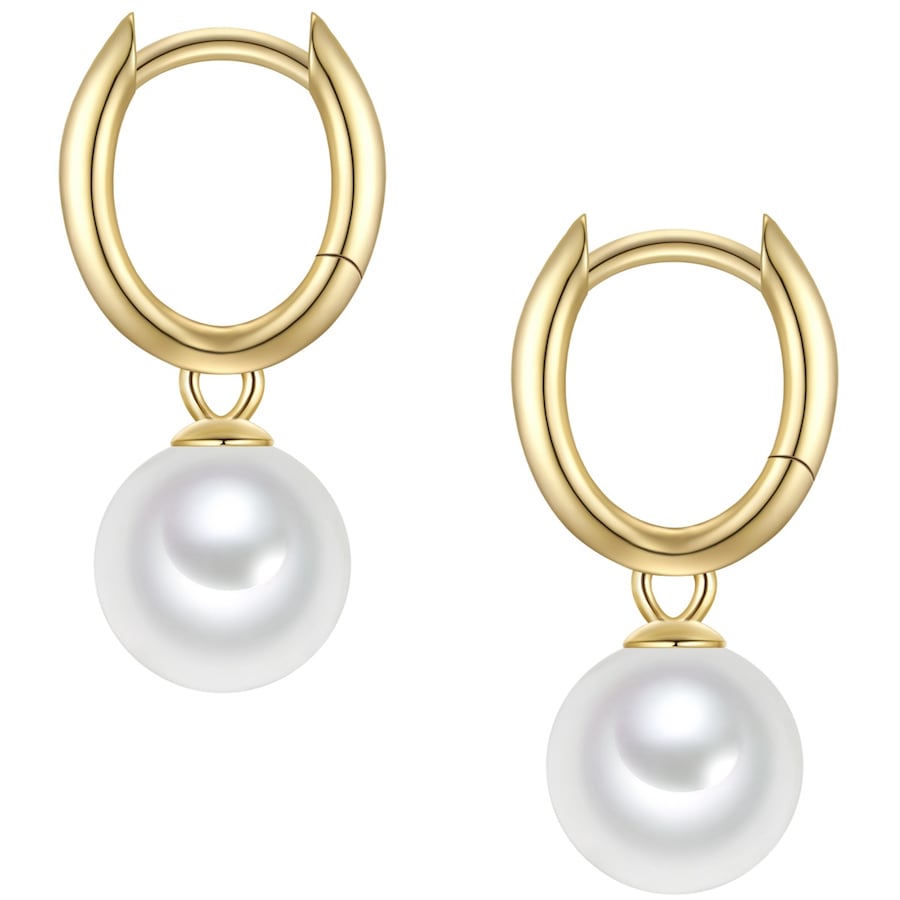 Rafaela Donata Creolen aus Sterling Silber in gelbgold mit Muschelkernperle 22,1 mm Damen