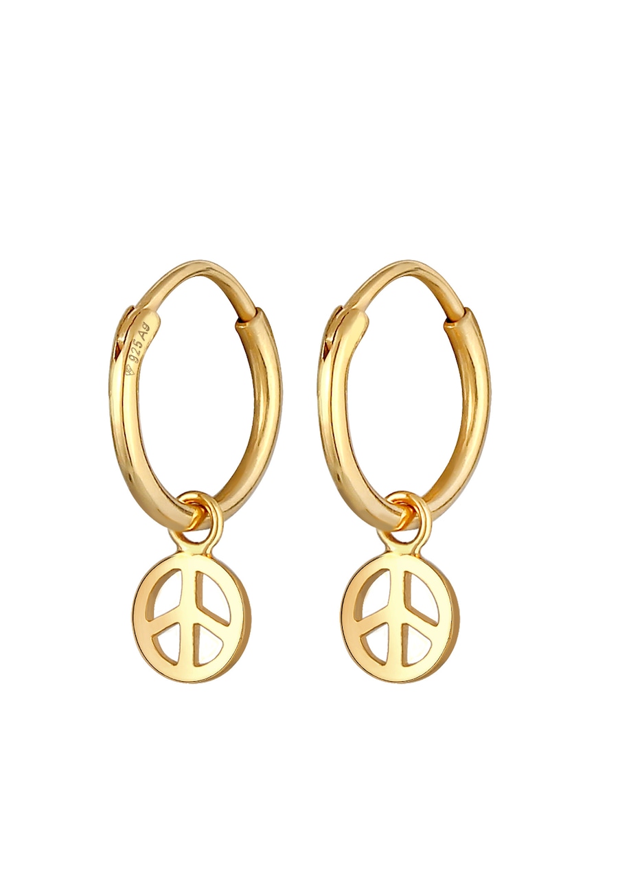 Elli Creolen Peace Boho Symbol 925 Silber goldfarben Damen