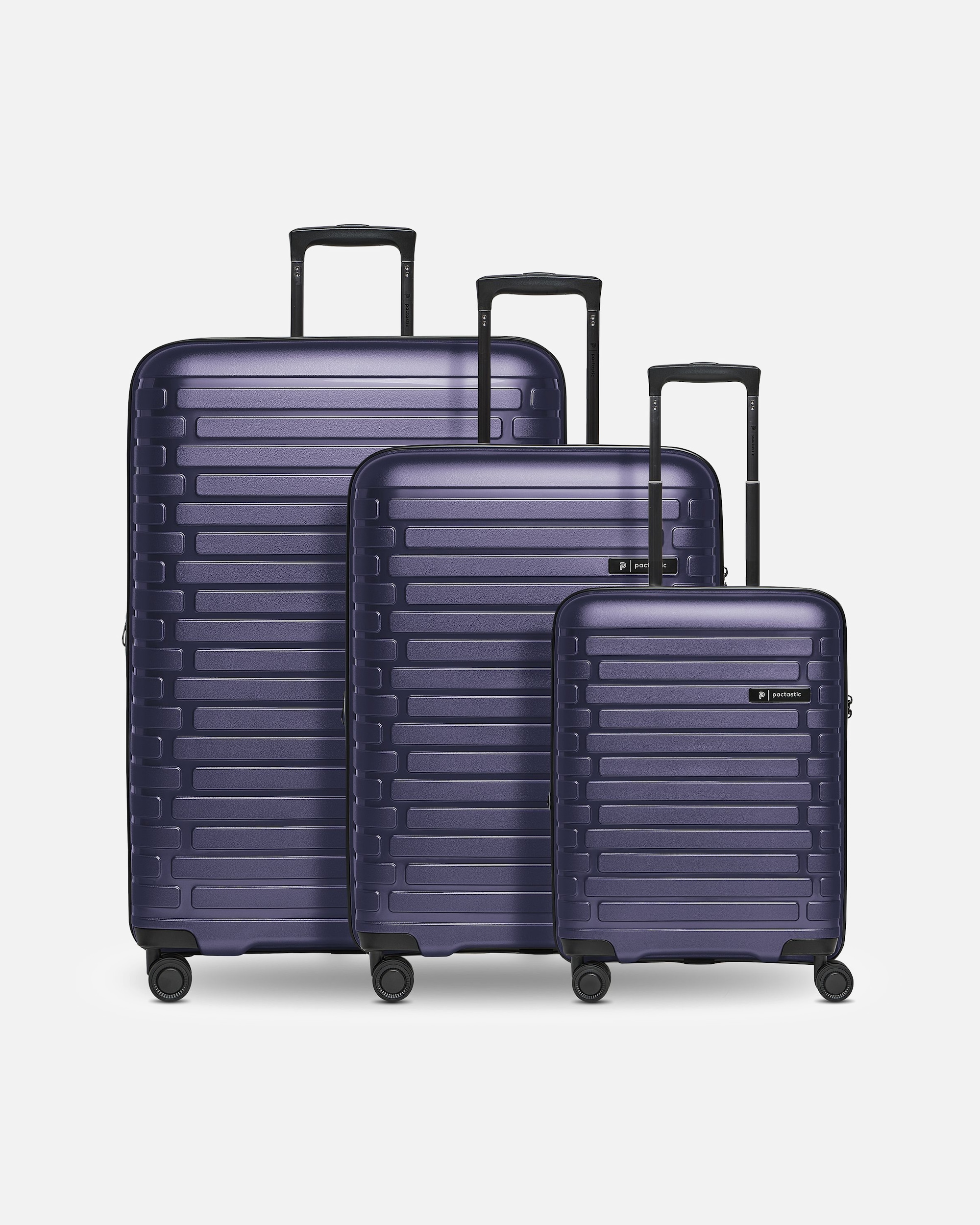 Koffer für Männlich Pactastic Collection 04 THE THREE SET + 4 Rollen Kofferset 3-teilig mit Dehnfalte purple-metallic