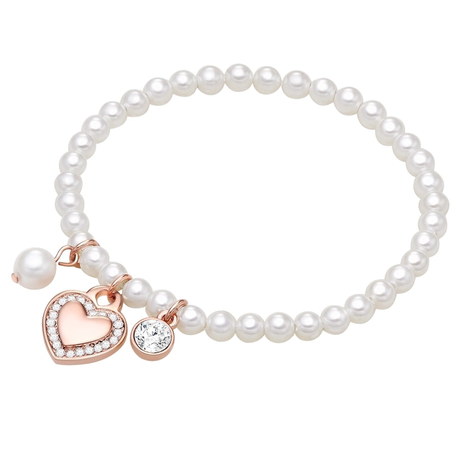 Lulu & Jane Perlen-Armband Herz Metall-Legierung Crystal Muschelkernperle in Roségold 18,0 cm Damen
