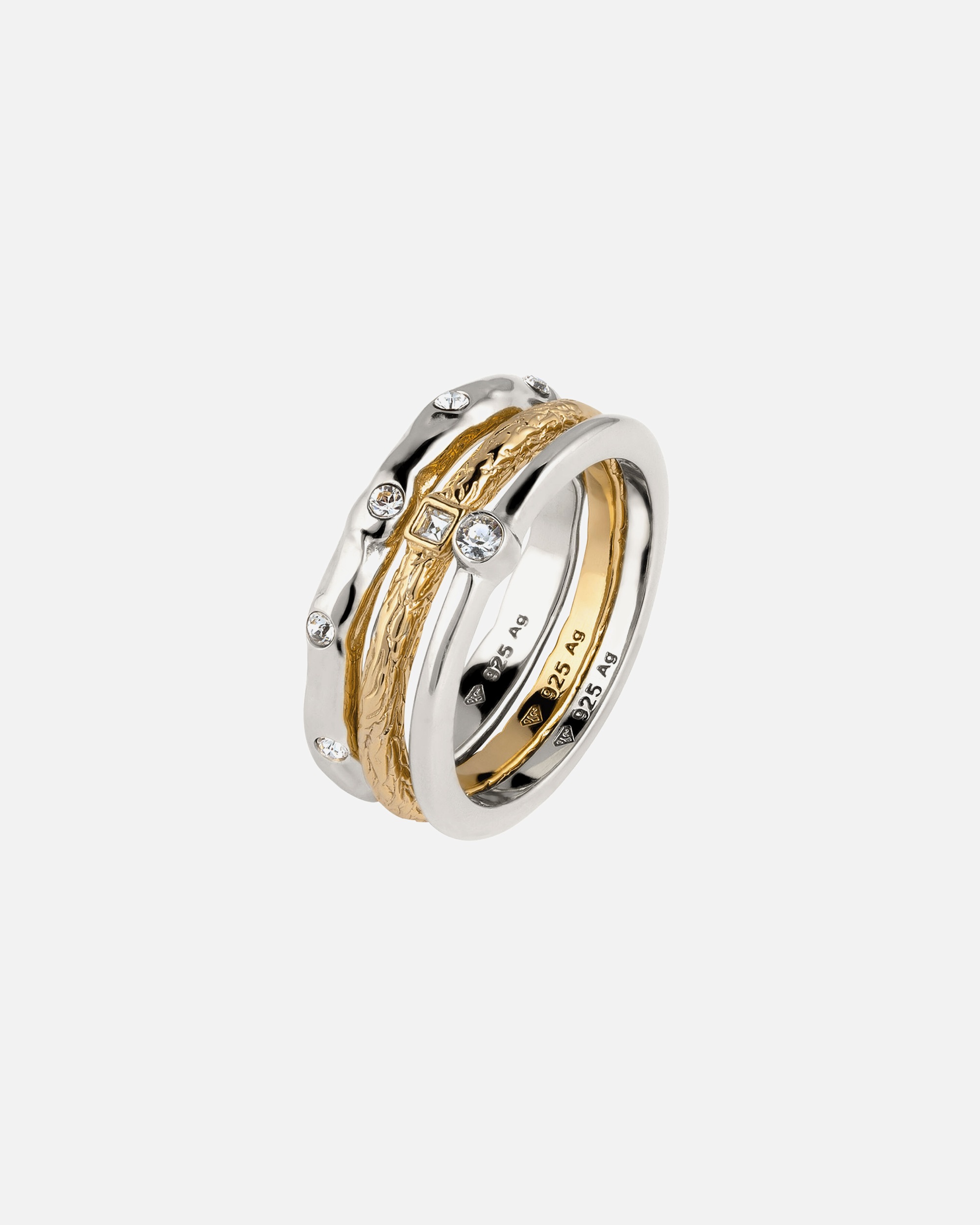 Ring für Weiblich Elli Weiß 3er Set 925 Sterling Silber, mit Kristallen von Swarovski® 56