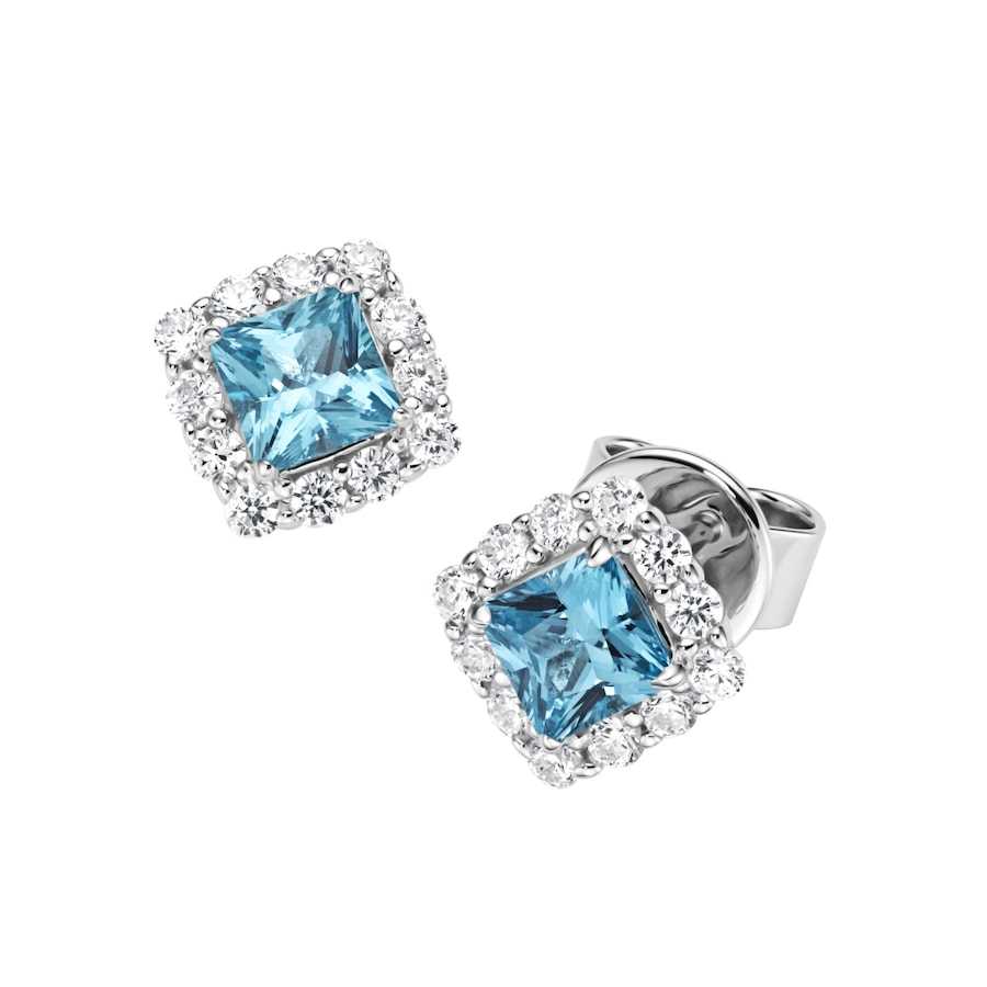 Giorgio Martello Milano Ohrstecker Ziersteine, Zirkonia weiß, Silber 925 Blau