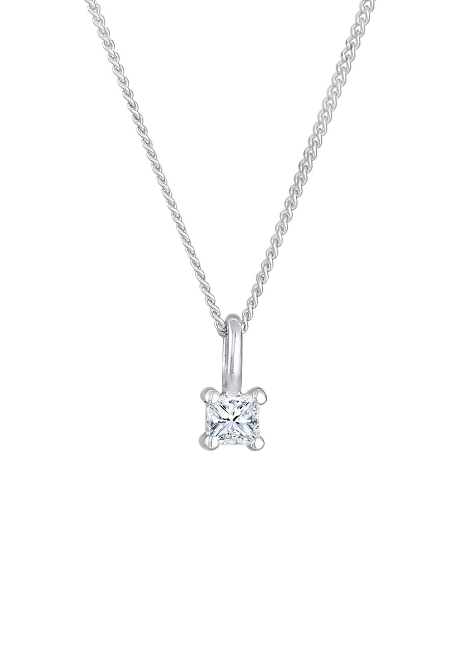Elli DIAMONDS Diamant (0.1 ct) Viereck Solitär 925 Silber silberfarben Damen