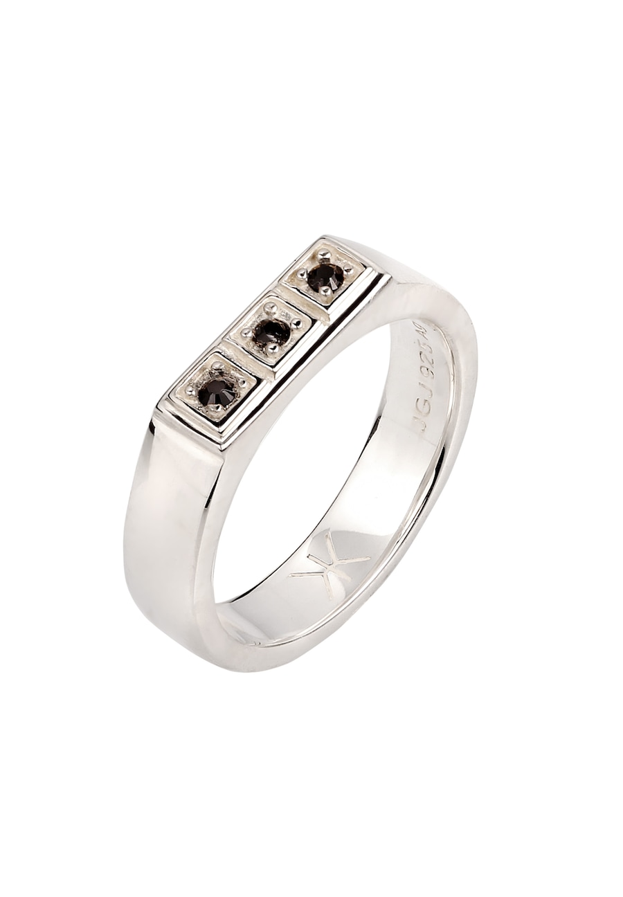 KUZZOI Siegelring mit Kristallen von Swarovski 925 Sterling Silber 54 Herren