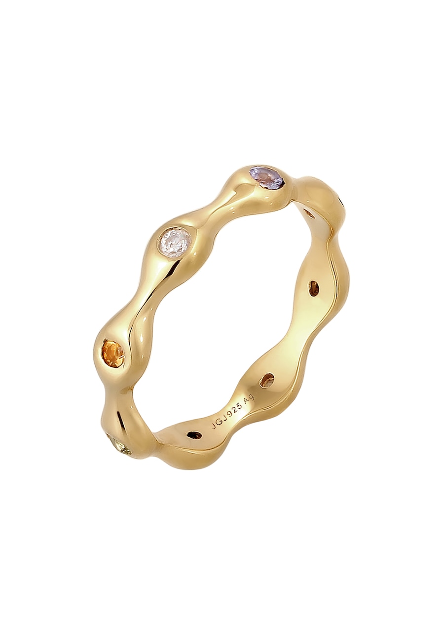 Elli PREMIUM Mondstein Peridot Tanzanite 925 Sterling Silber vergoldet 58 Damen