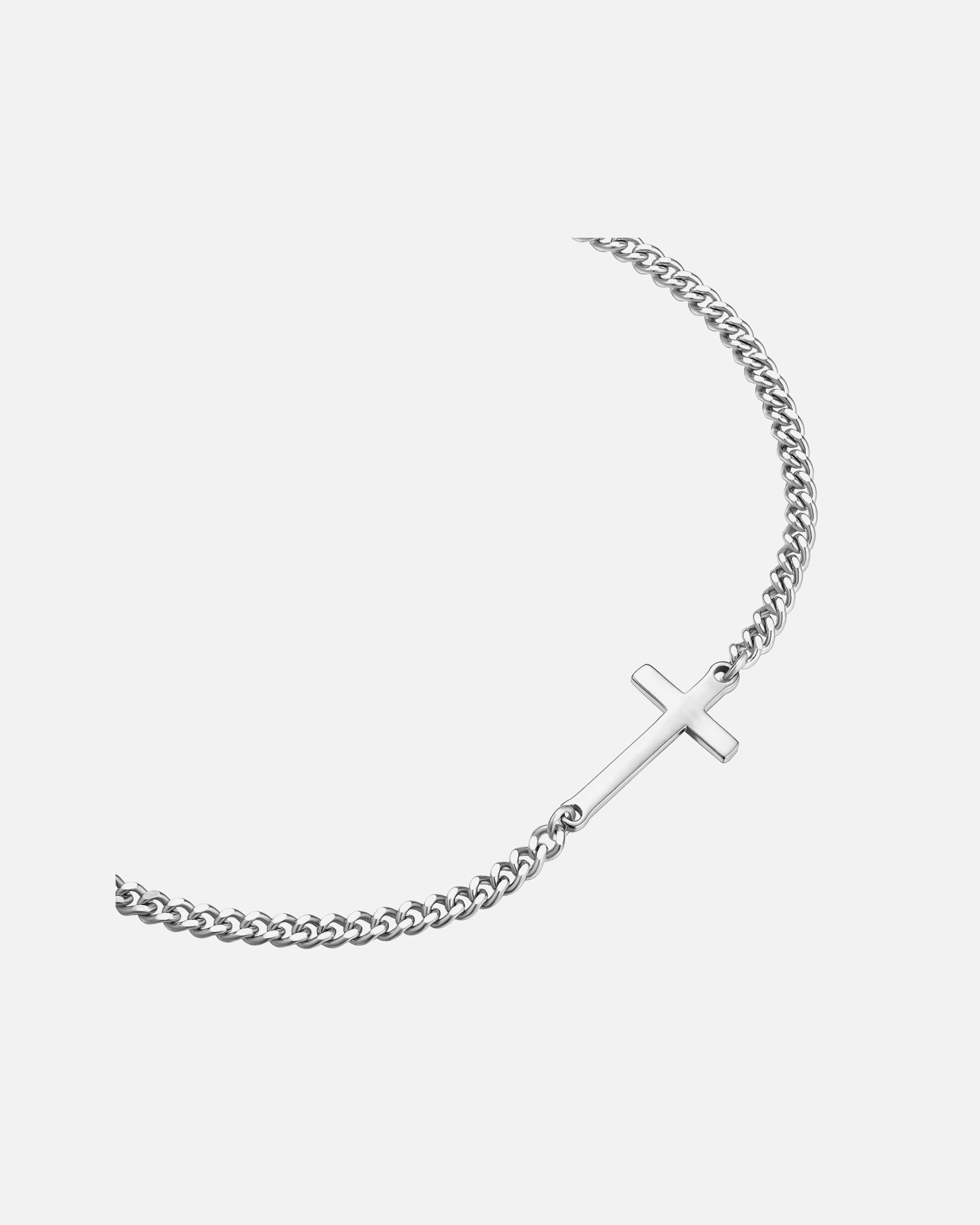 Armband für Männlich True Rebels Kreuz aus Edelstahl in silber 18,0 cm Basislänge + 3,0 cm Verlängerung