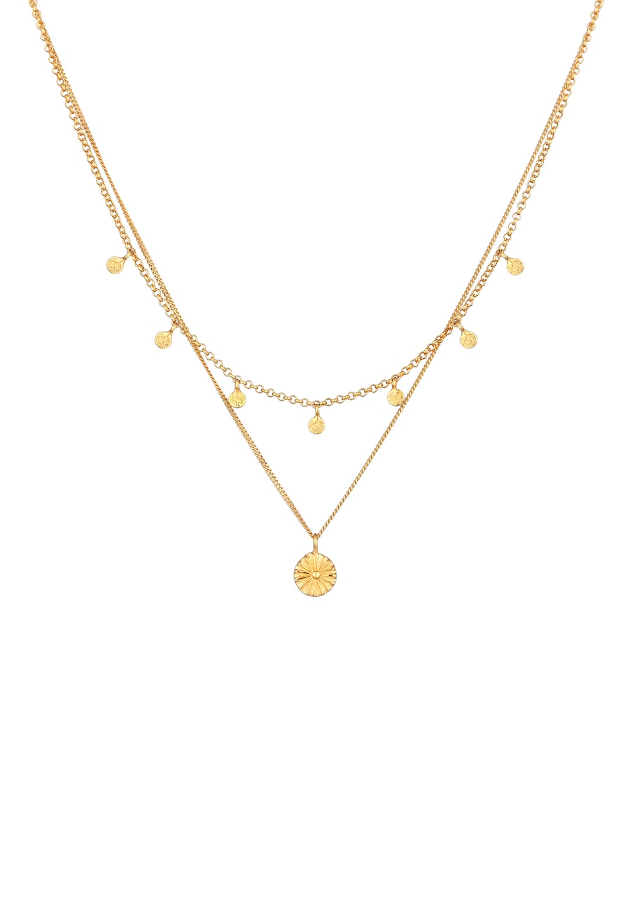Elli Layer Plättchen Disc Sonne 925 Silber goldfarben Damen