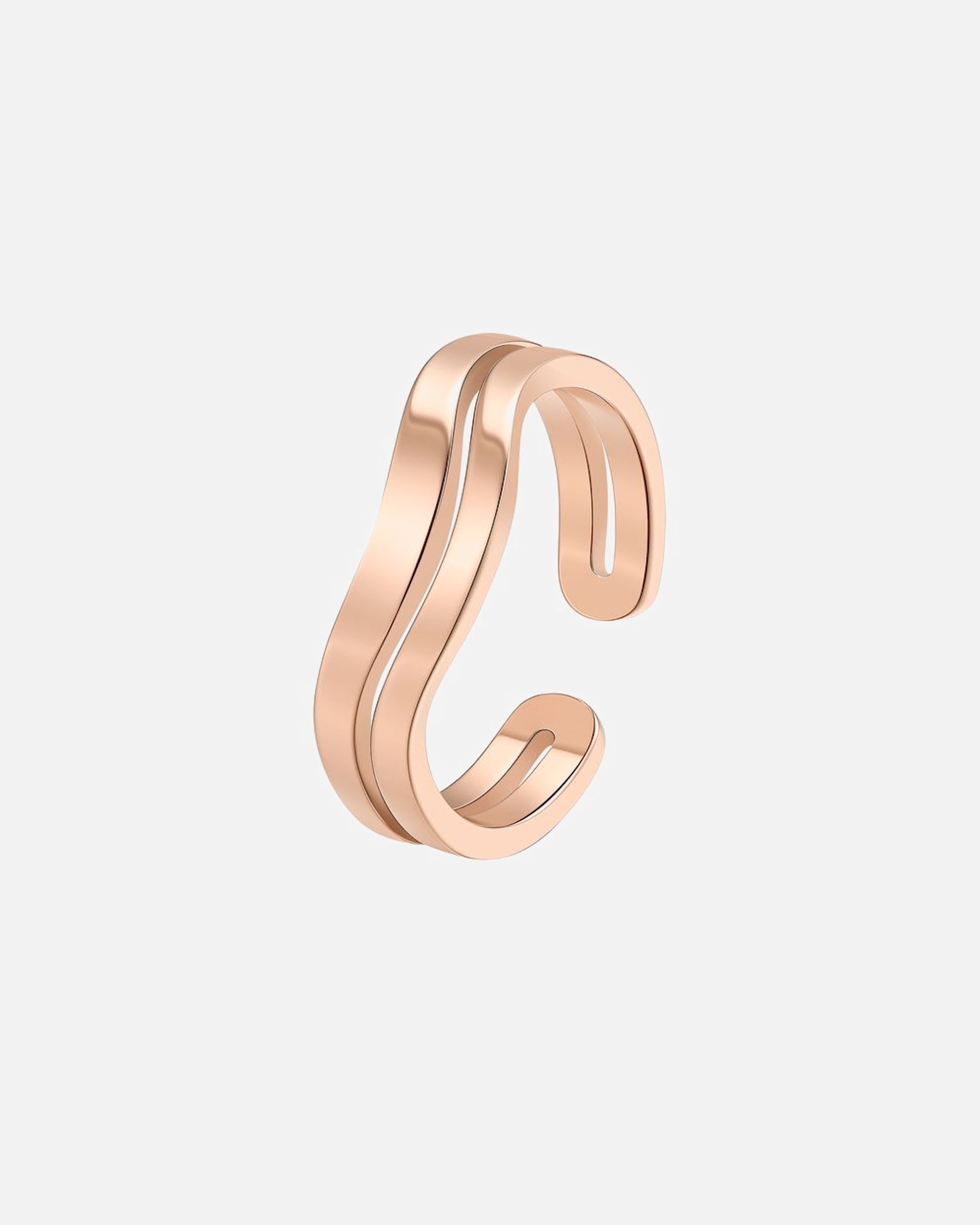 Ring für Weiblich Hey Happiness Default Brand Line Wave Open Ring Roségold – 18K rosévergoldeter Edelstahl Ring 54