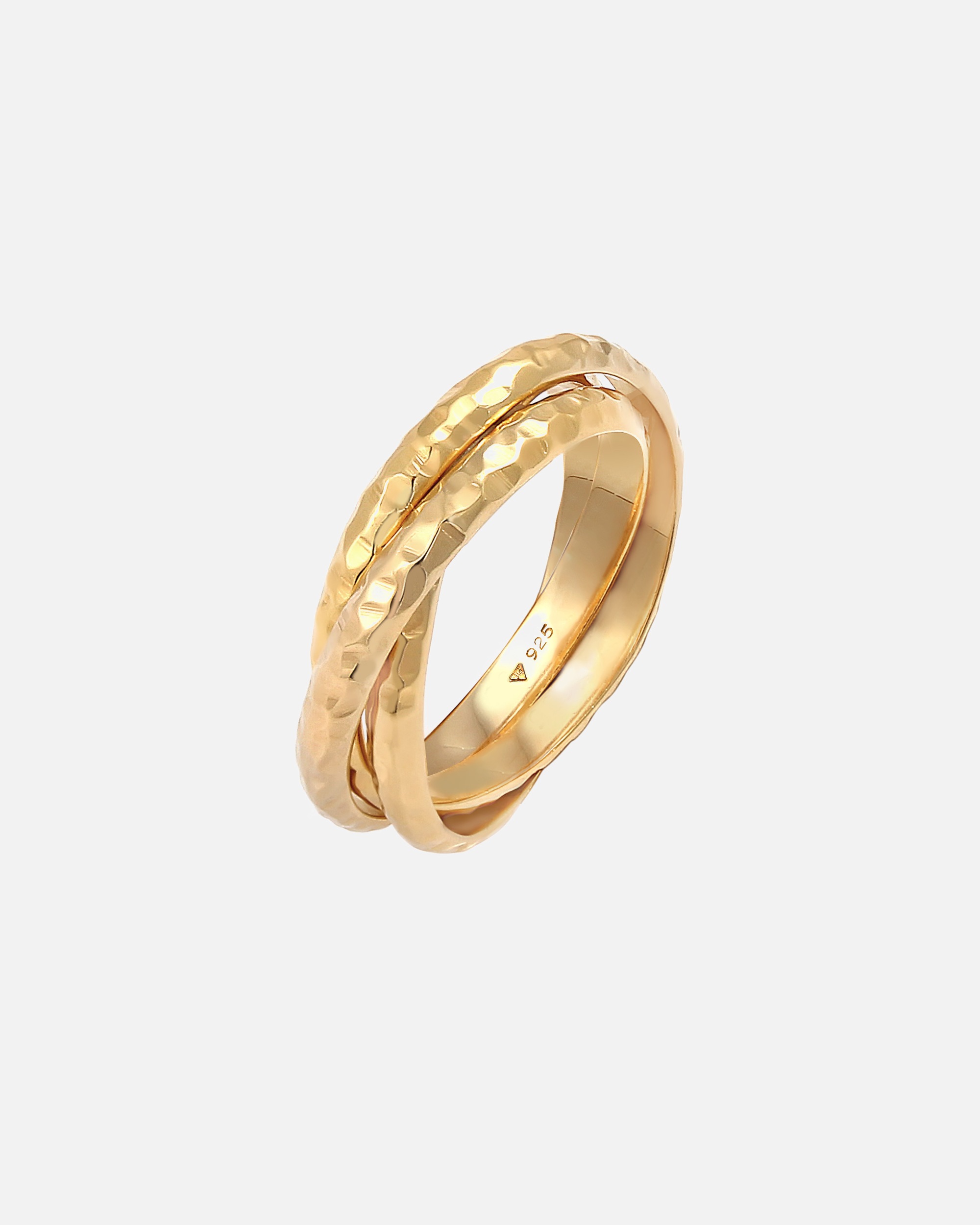 Ring für Weiblich Elli Basic Wickelring Klassik Gehämmert 925 Silber 58