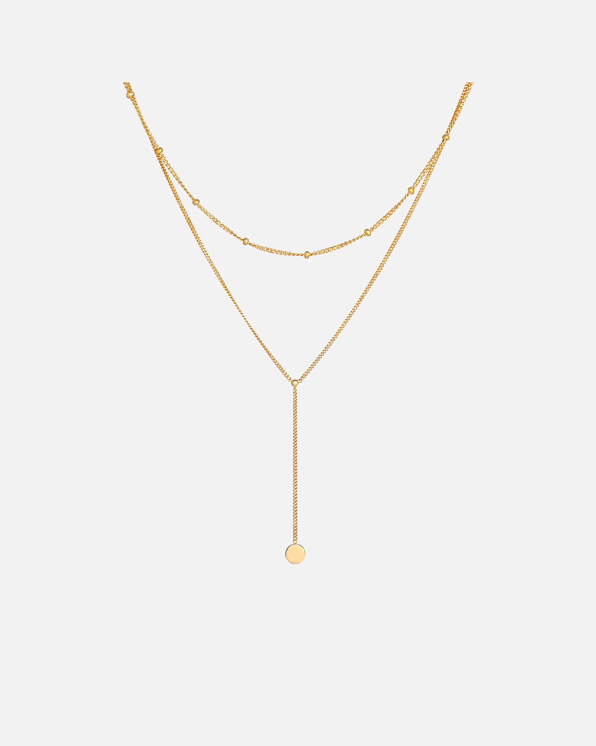 Halskette für Weiblich Elli Layer Y-Kette Kugelkette Plättchen 925 silber goldfarben