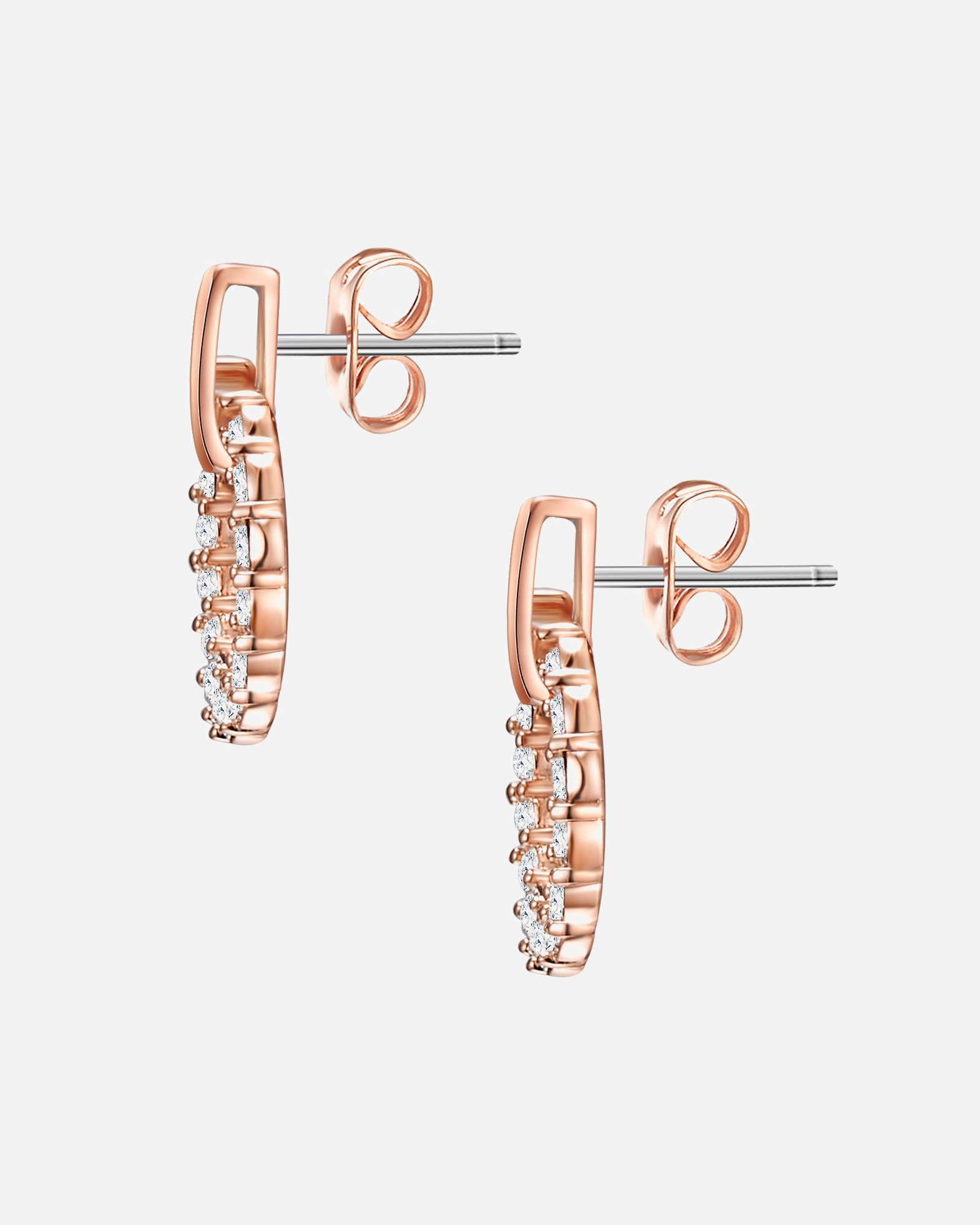 Ohrringe für Weiblich Lulu & Jane Ohrstecker Kreis Messing verziert mit Kristallen von Swarovski® in Roségold 16,5 mm