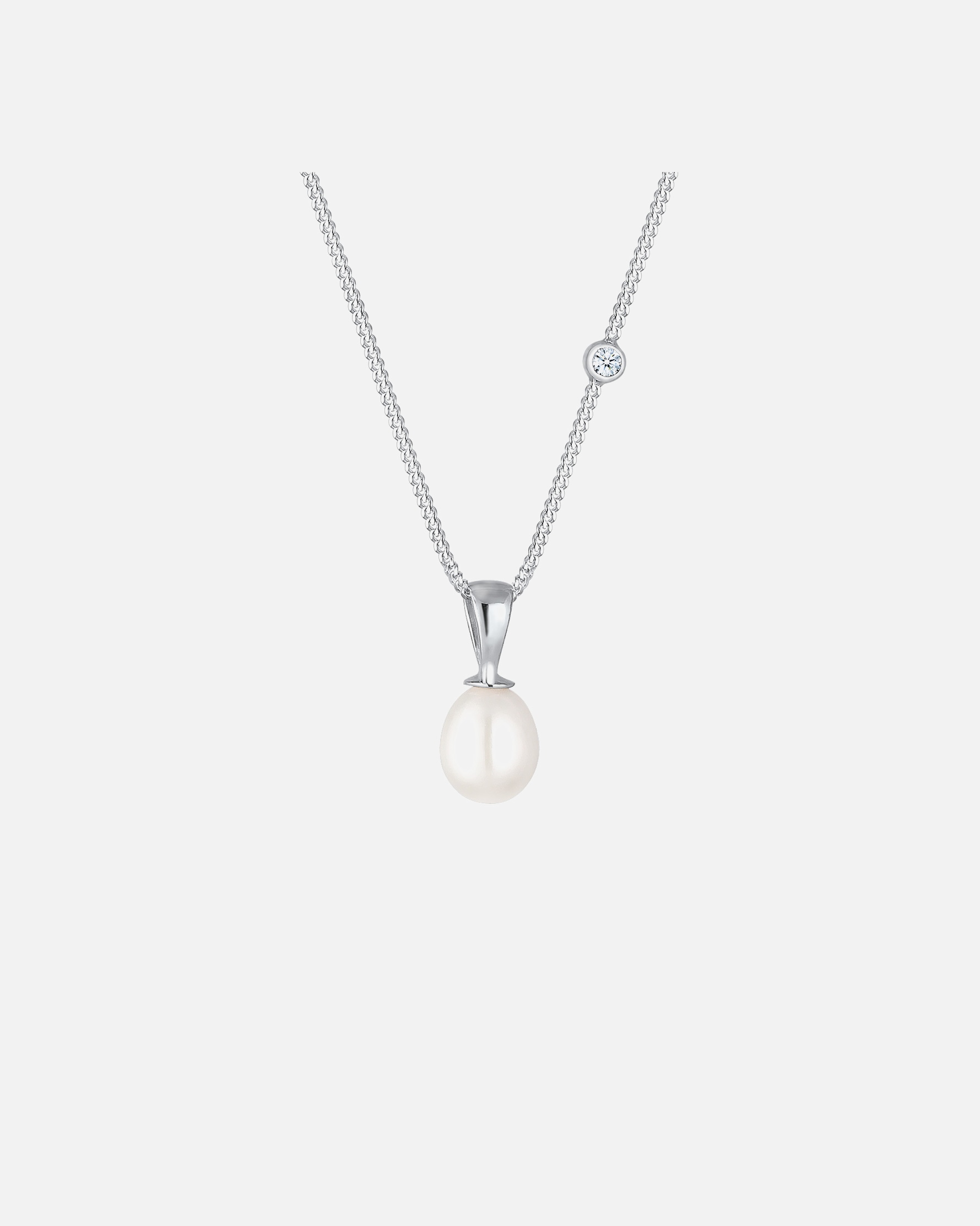Halskette für Weiblich Elli DIAMONDS Süßwasserzuchtperle Diamant 925 Sterling Silber 45