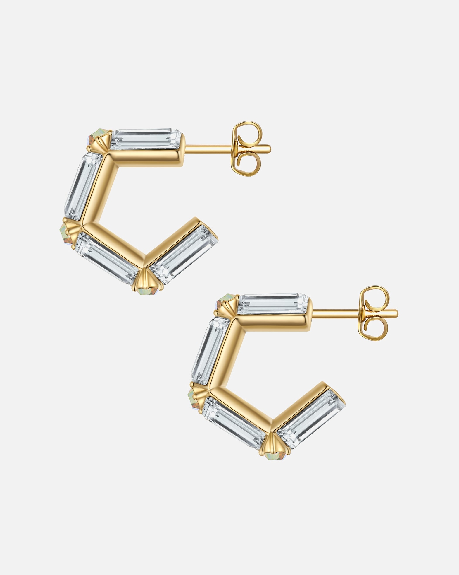 Creolen für Weiblich Yokoamii Creolen aus Metall-Legierung in gelbgold mit Glaskristall 16,8 mm