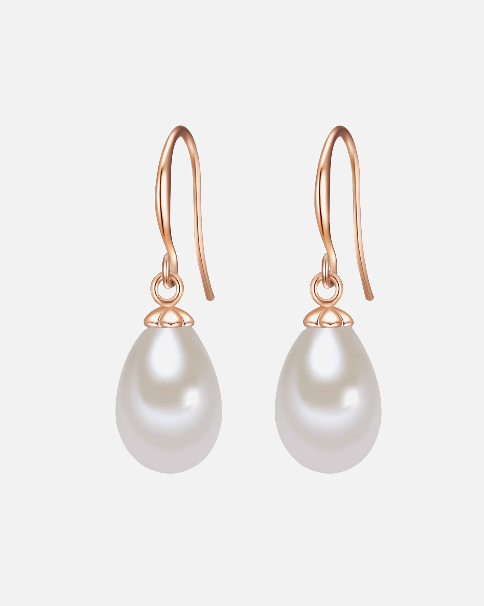Ohrringe für Weiblich Lulu & Jane Perlen-Ohrhänger Metall-Legierung Muschelkernperle in Roségold 31,3 mm