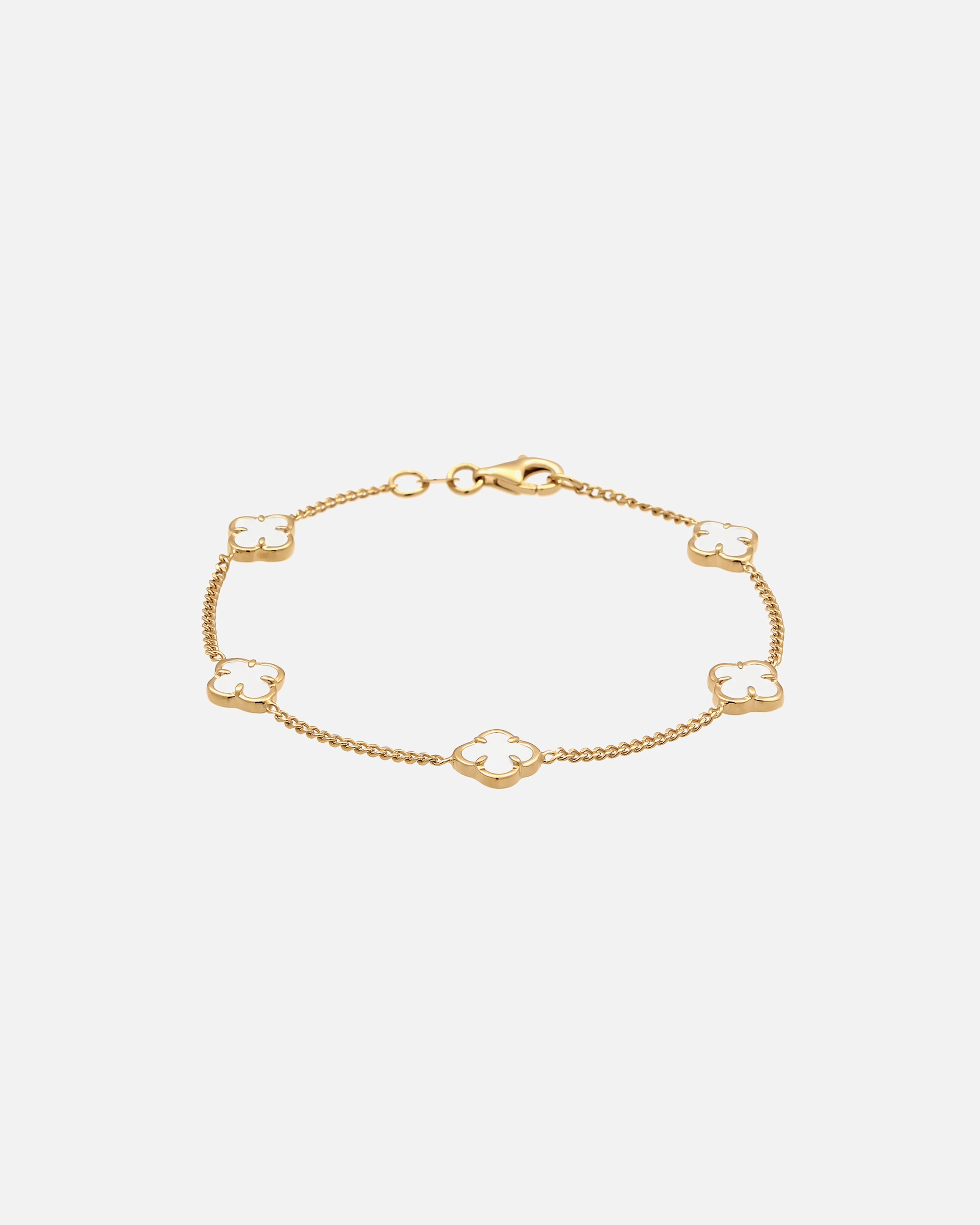 Armband für Weiblich Elli Kleeblatt Emaille Weiß 925 Sterling Silber vergoldet 17