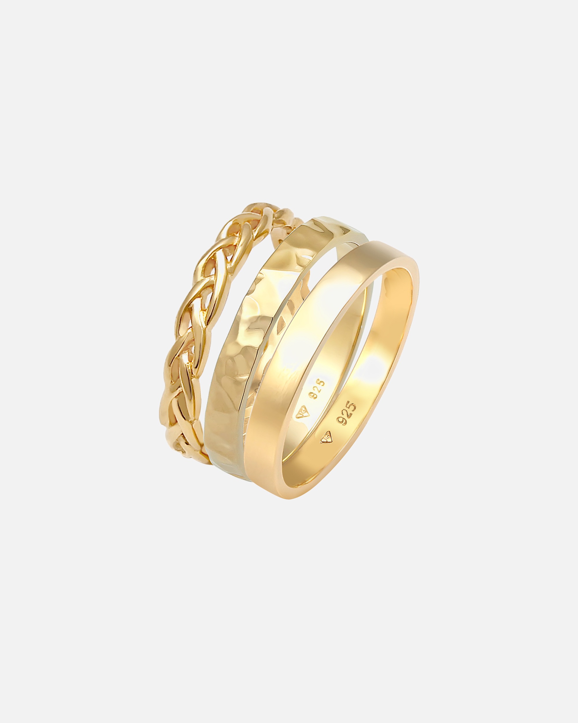 Ring für Weiblich Elli Elli Ring Bandring Zopfmuster Hammerschlag 3er Set 925 Silber 56