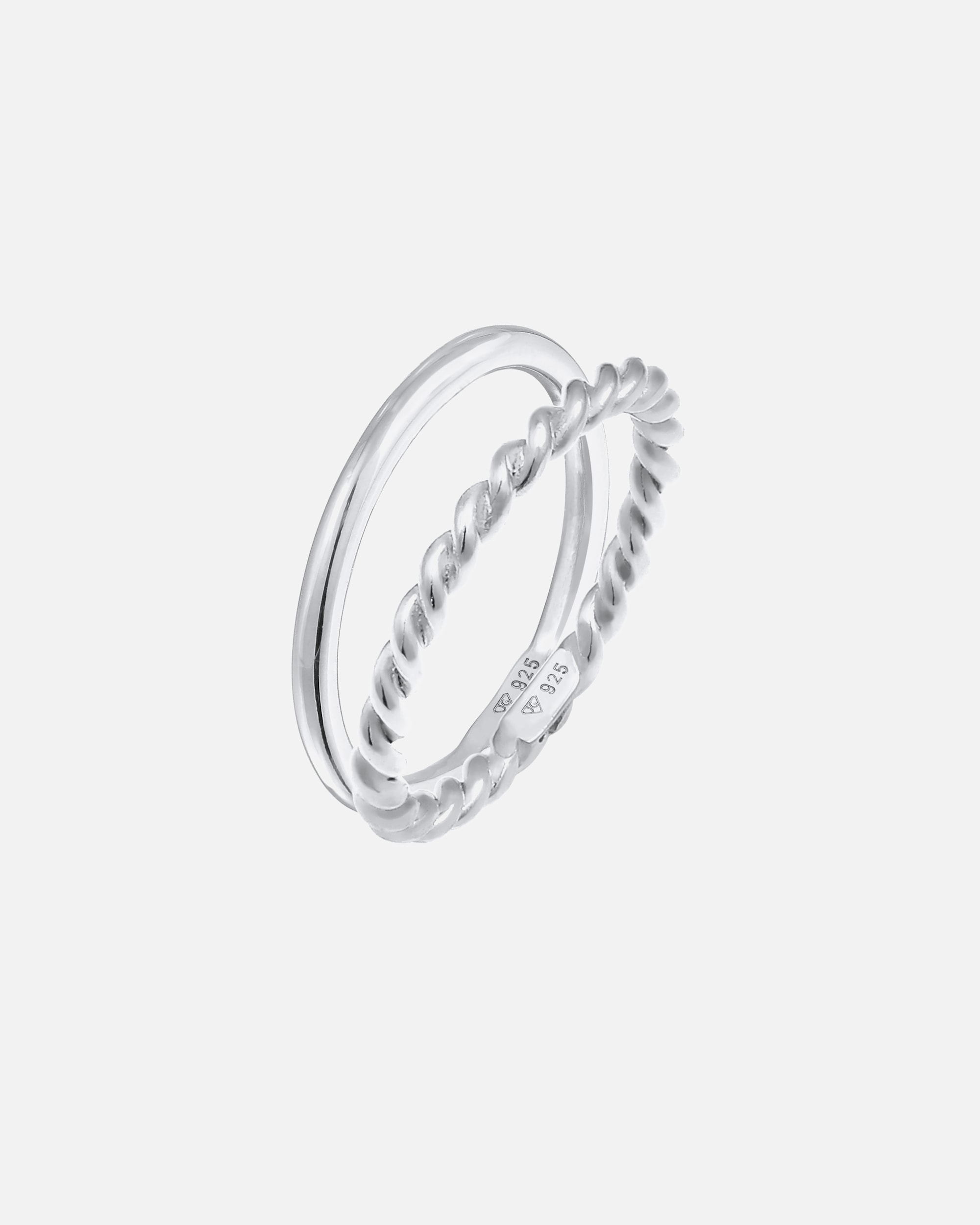 Ring für Weiblich Elli Basic Twisted 2er Set 925 Silber 52