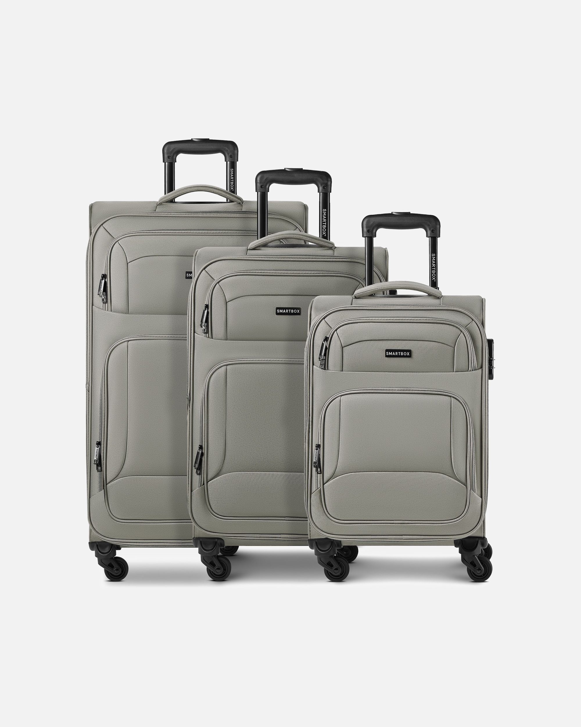 Koffer für Männlich Smartbox Default Brand Line Edition 04 4 Rollen Kofferset 3-teilig mit Dehnfalte taupe grey