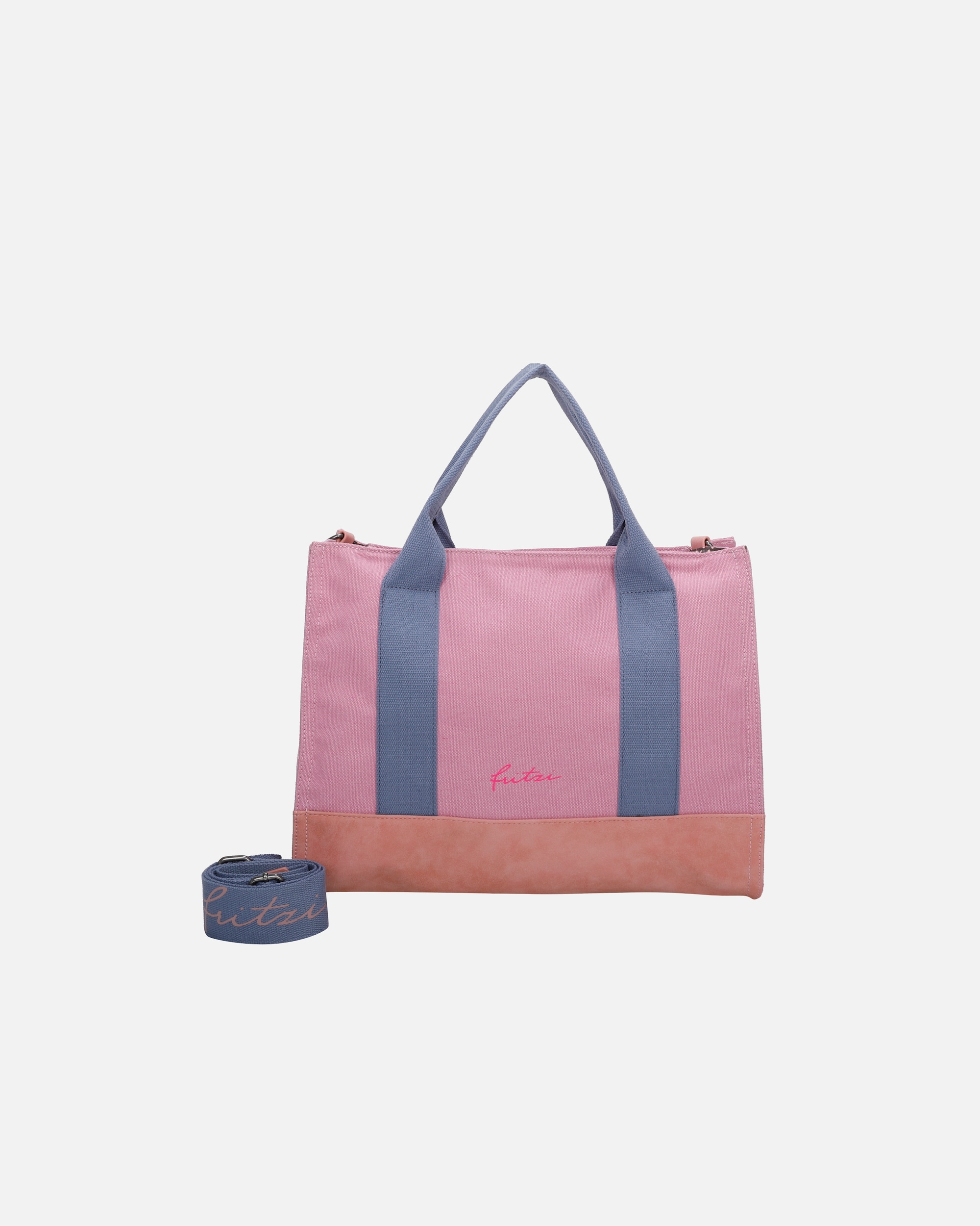 Tasche für Weiblich Fritzi aus Preußen Shopper Canvas Tote Bag mit verstell- und abnehmbarem Schulter-Riemen blau