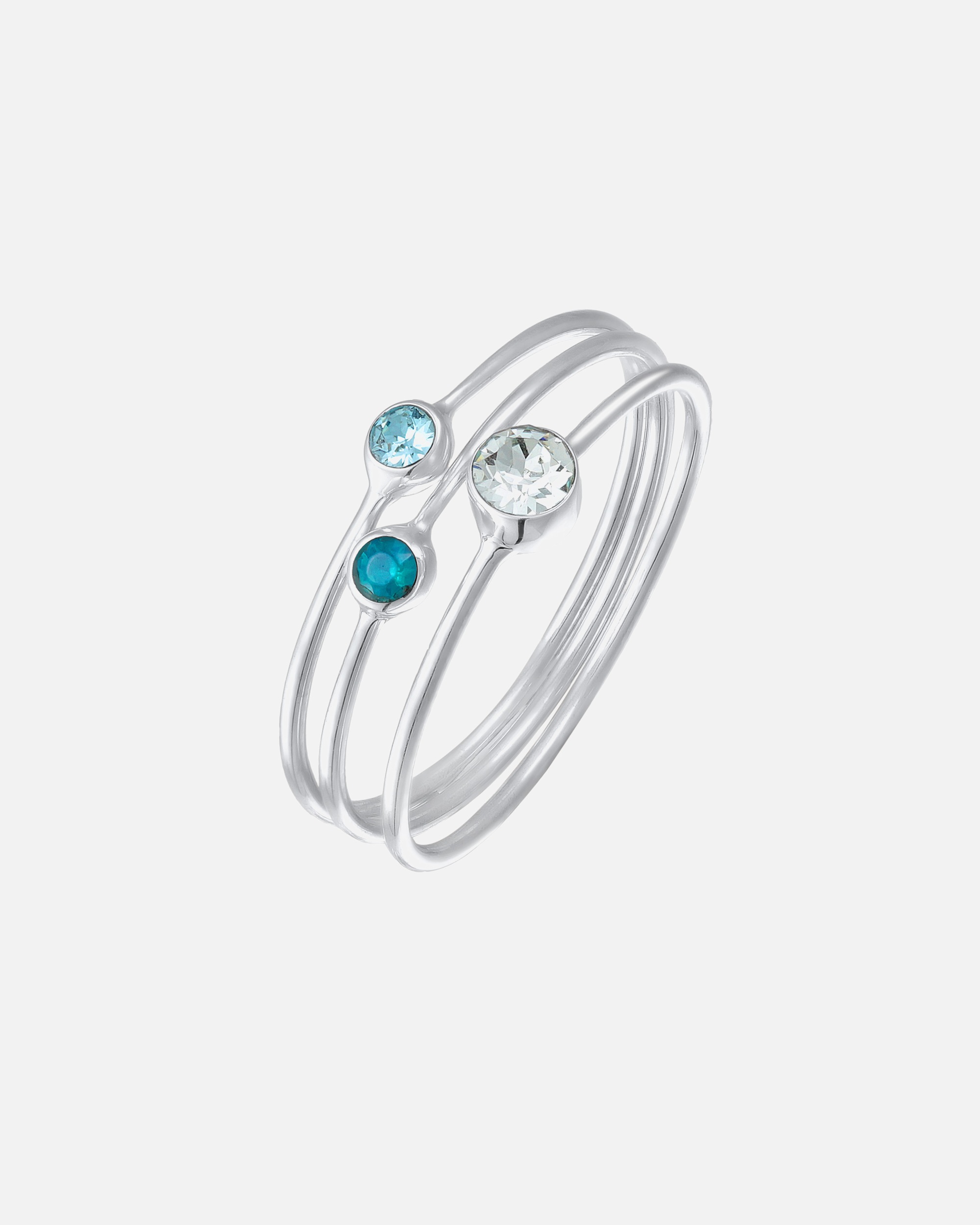 Ring für Weiblich Elli 3er Set Stacking Blau 925 Silber, mit Kristallen von Swarovski® 56