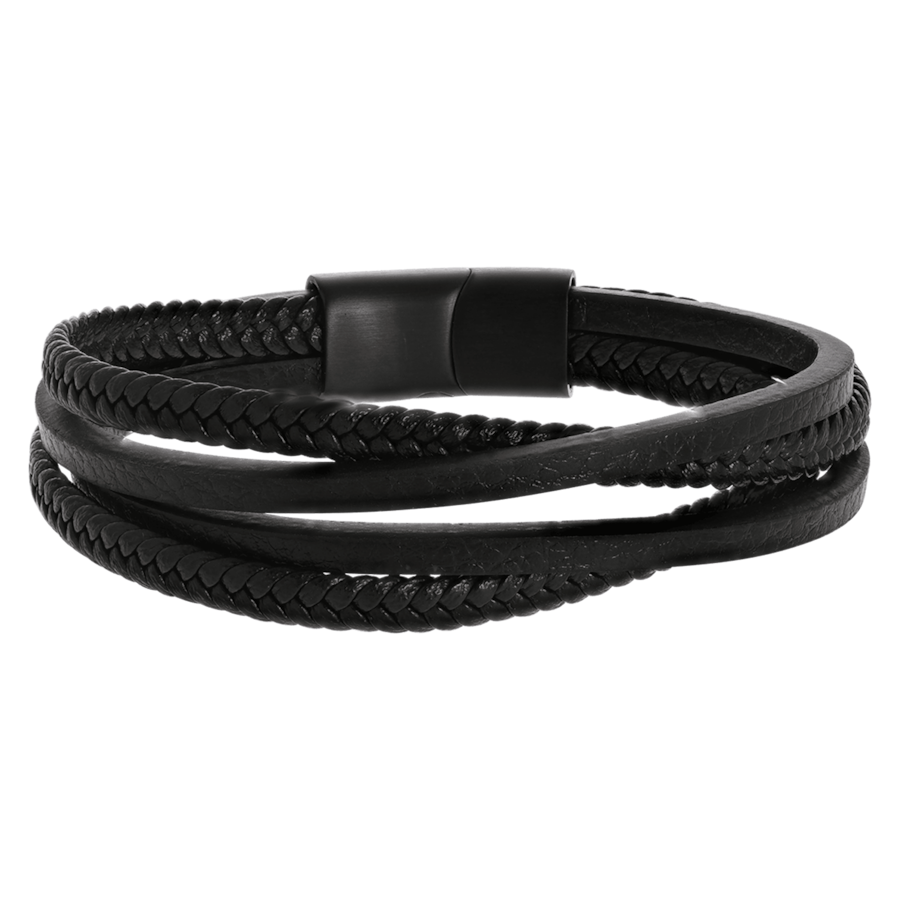 Lucardi Armband Leder schwarz 21.0mm Damen