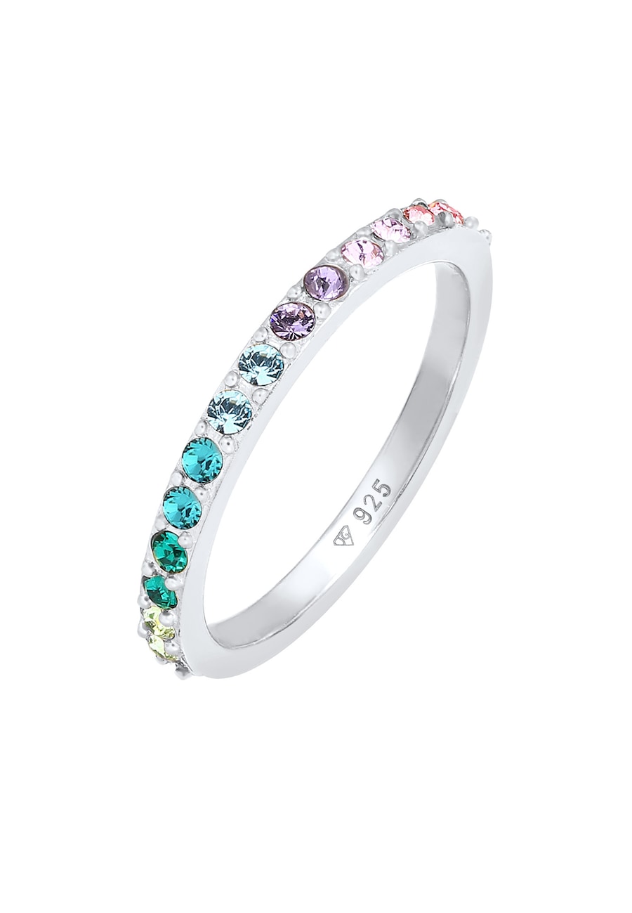 Elli Bandring Kristall Multi-Colour Pastell 925 Silber 52 Damen