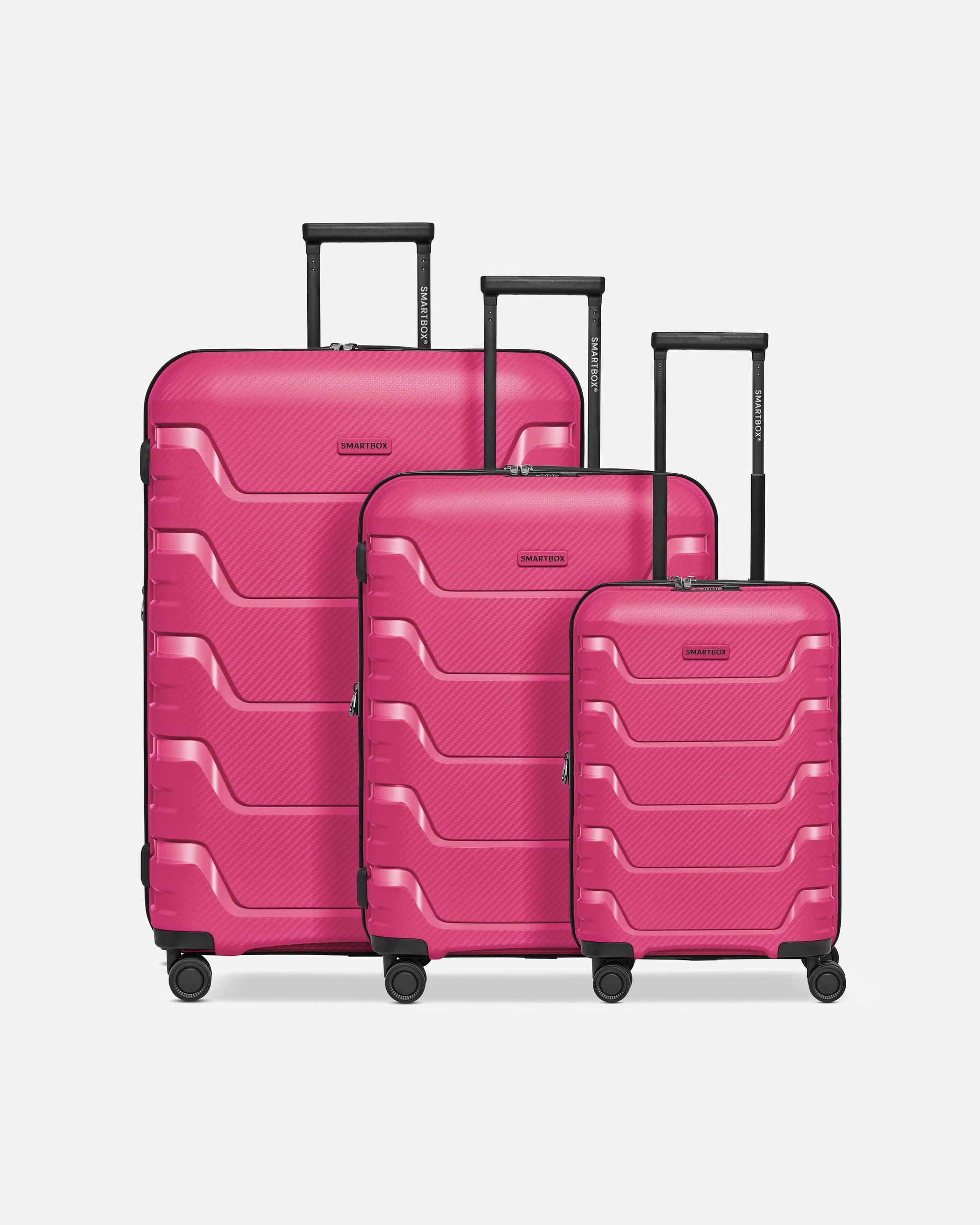 Koffer für Männlich Smartbox Default Brand Line Edition 01 4 Rollen Kofferset 3-teilig mit Dehnfalte pink