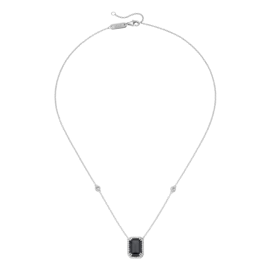 Giorgio Martello Milano Collier mit Zirkonia und grauem Kristallstein, Silber 925 45 cm