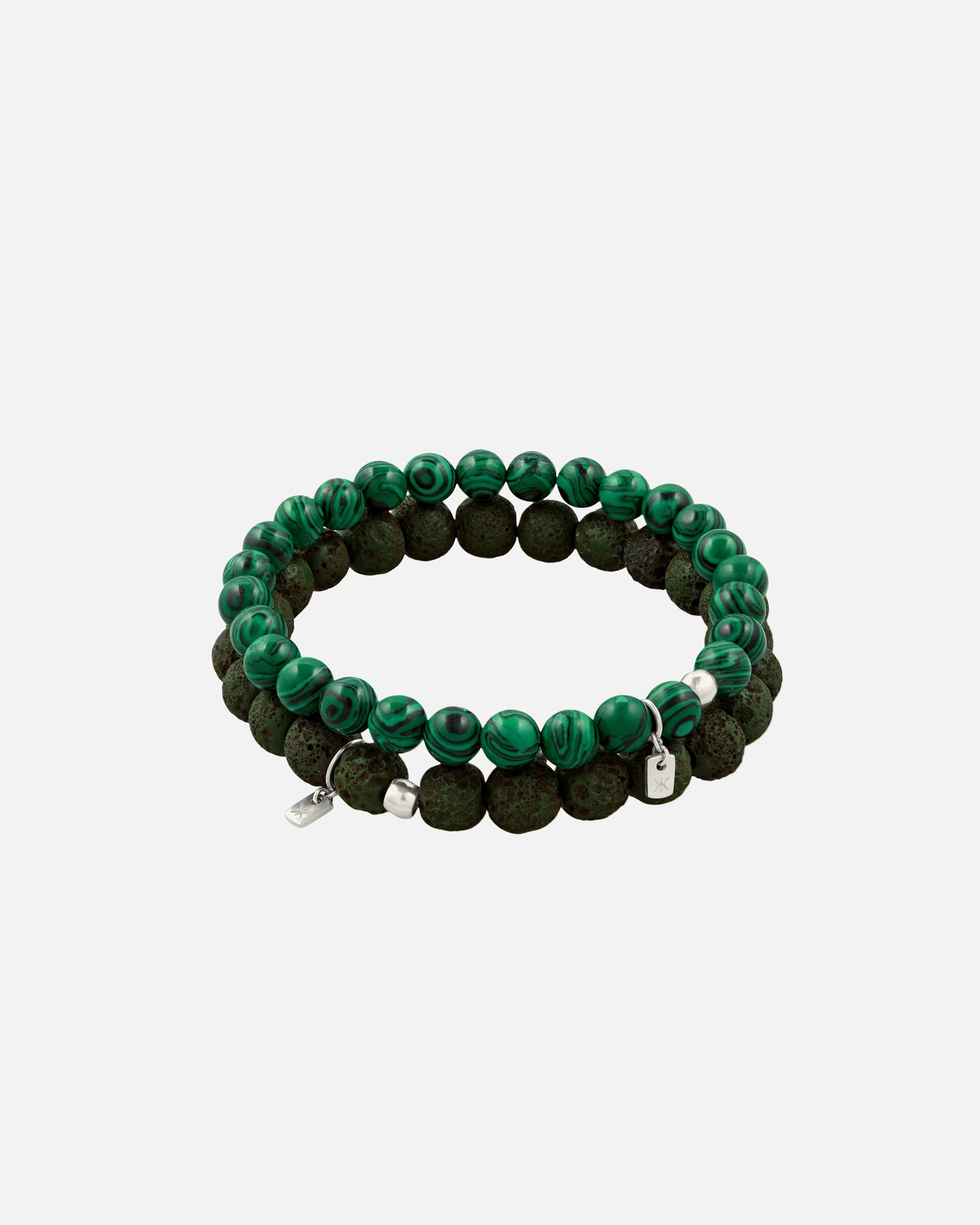 Armband für Männlich KUZZOI Set Perlen Harz Grün 925 Sterling Siber 21