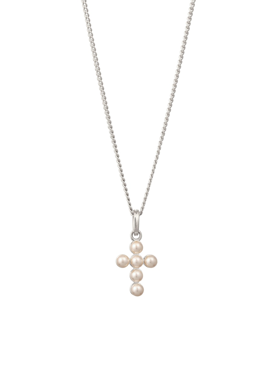 Elli Kreuz mit Perlen von Swarovski 925 Sterling Silber silberfarben Damen