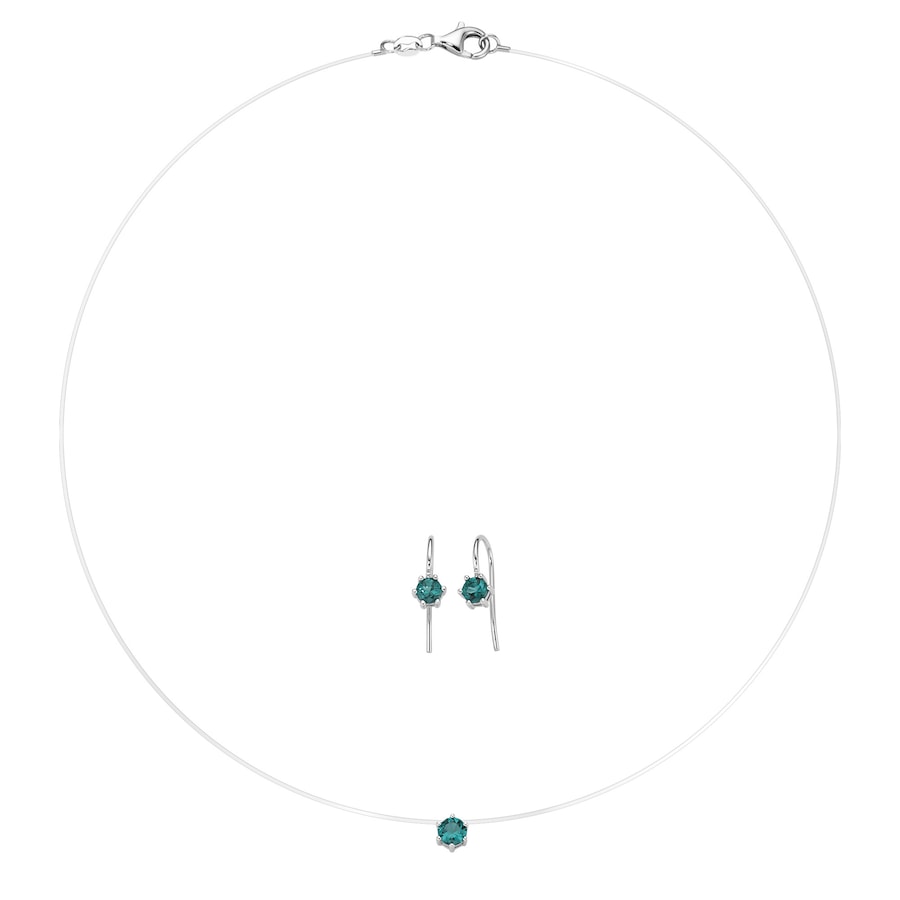 Smart Jewel Schmuckset Collier mit Ohrschmuck, Silber 925 Grün