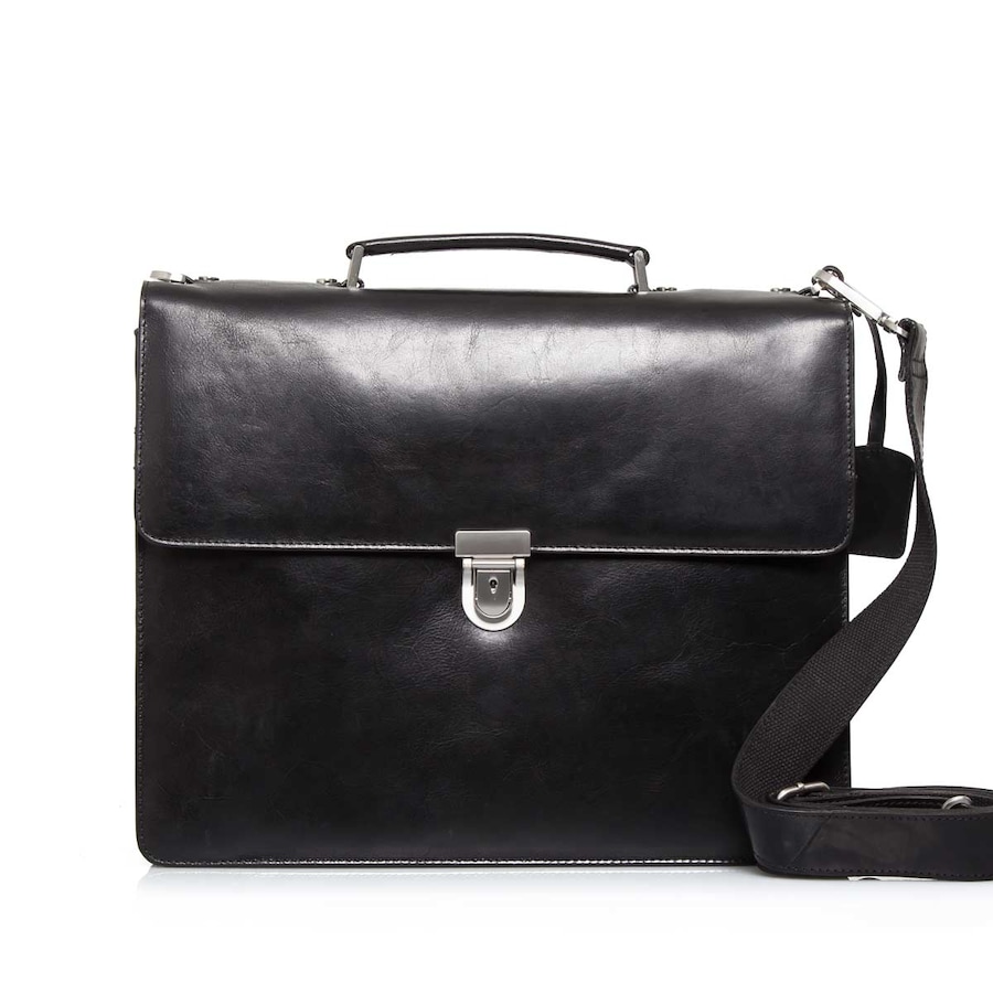 Leonhard Heyden Cambridge Aktentasche Leder 40 cm Laptopfach Schwarz Herren