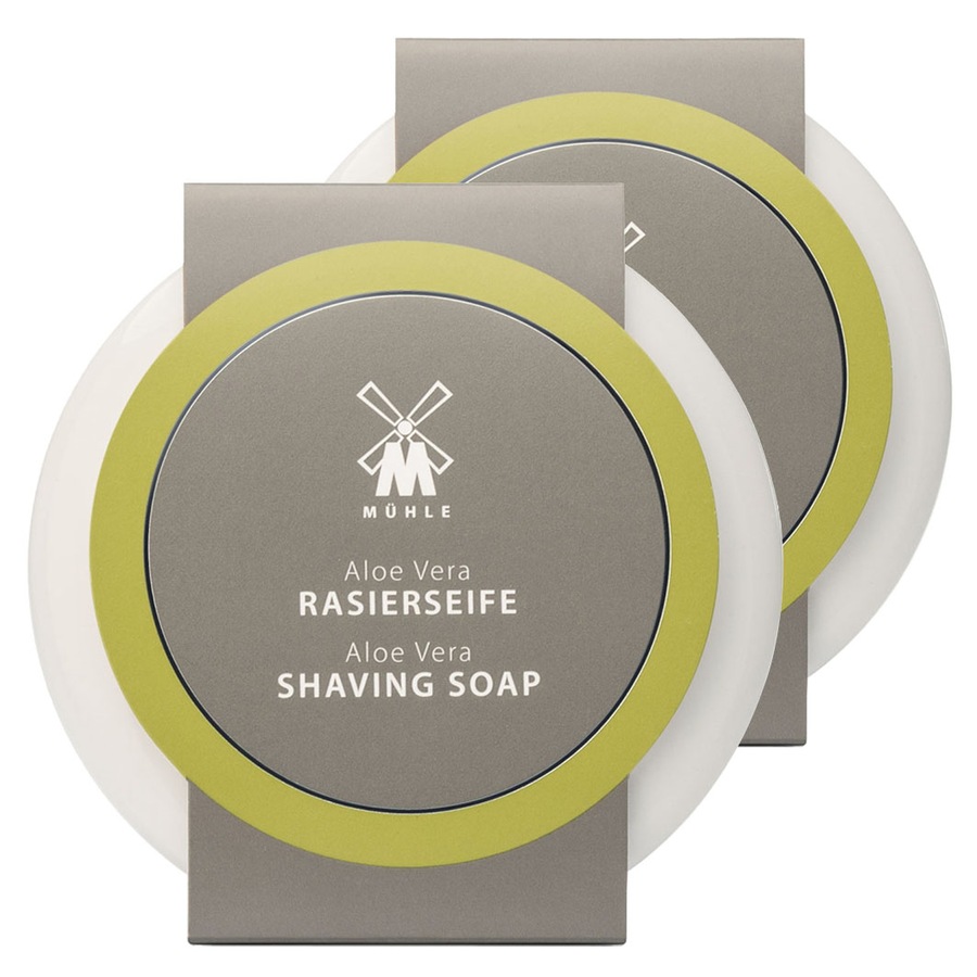 Mühle Rasierseife Aloe Vera in Porzellanschale Doppelpack (2er Set) 130 g Herren