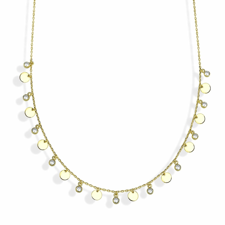 dKeniz Anhänger mit Kette 925/- Sterling Silber Zirkonia weiß 42 cm + 3cm Weiss Damen