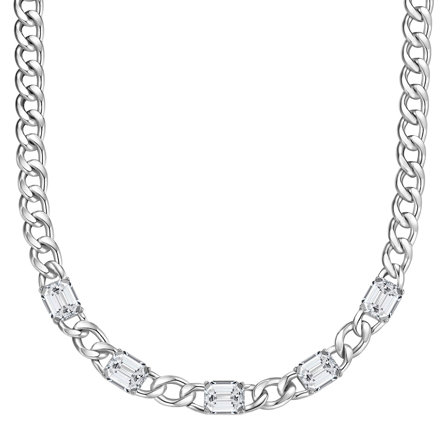 Yokoamii Halskette aus Messing in Silber mit Glas 42,0 cm Basiskette + 5,0 Verlängerung Damen