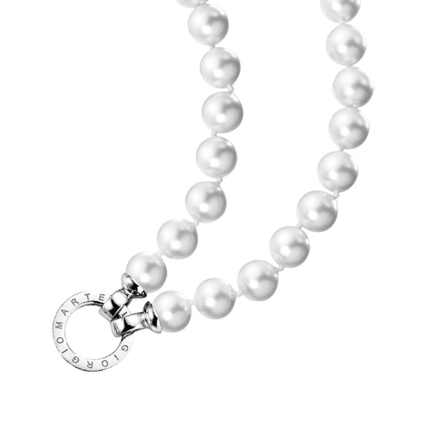 Giorgio Martello Milano Kette Muschelkern Perlen, Ringverschluss, Silber 925 50 cm Weiss Damen