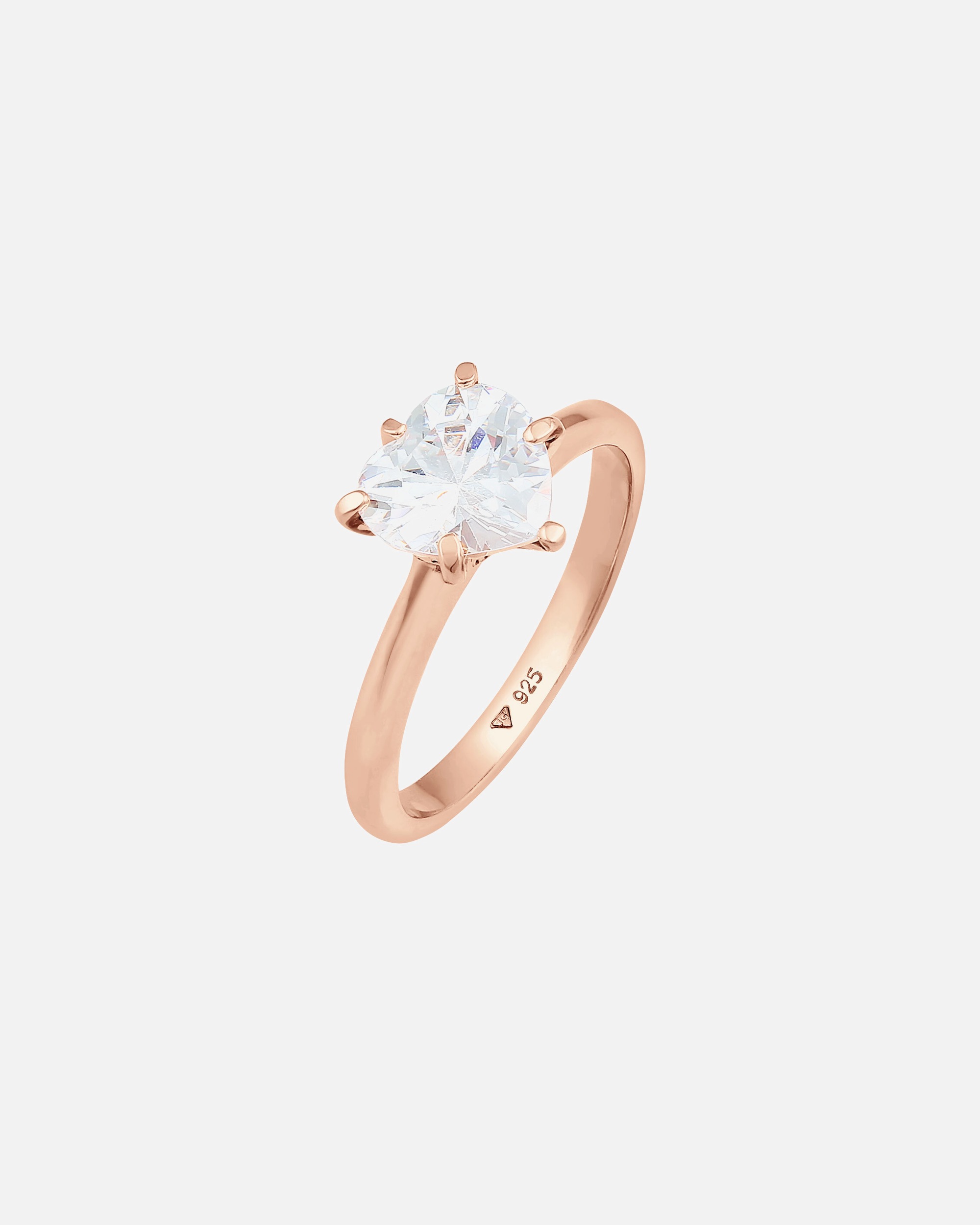 Ring für Weiblich Elli Herz Zirkonia Verlobungsring Solitär 925 Silber 52