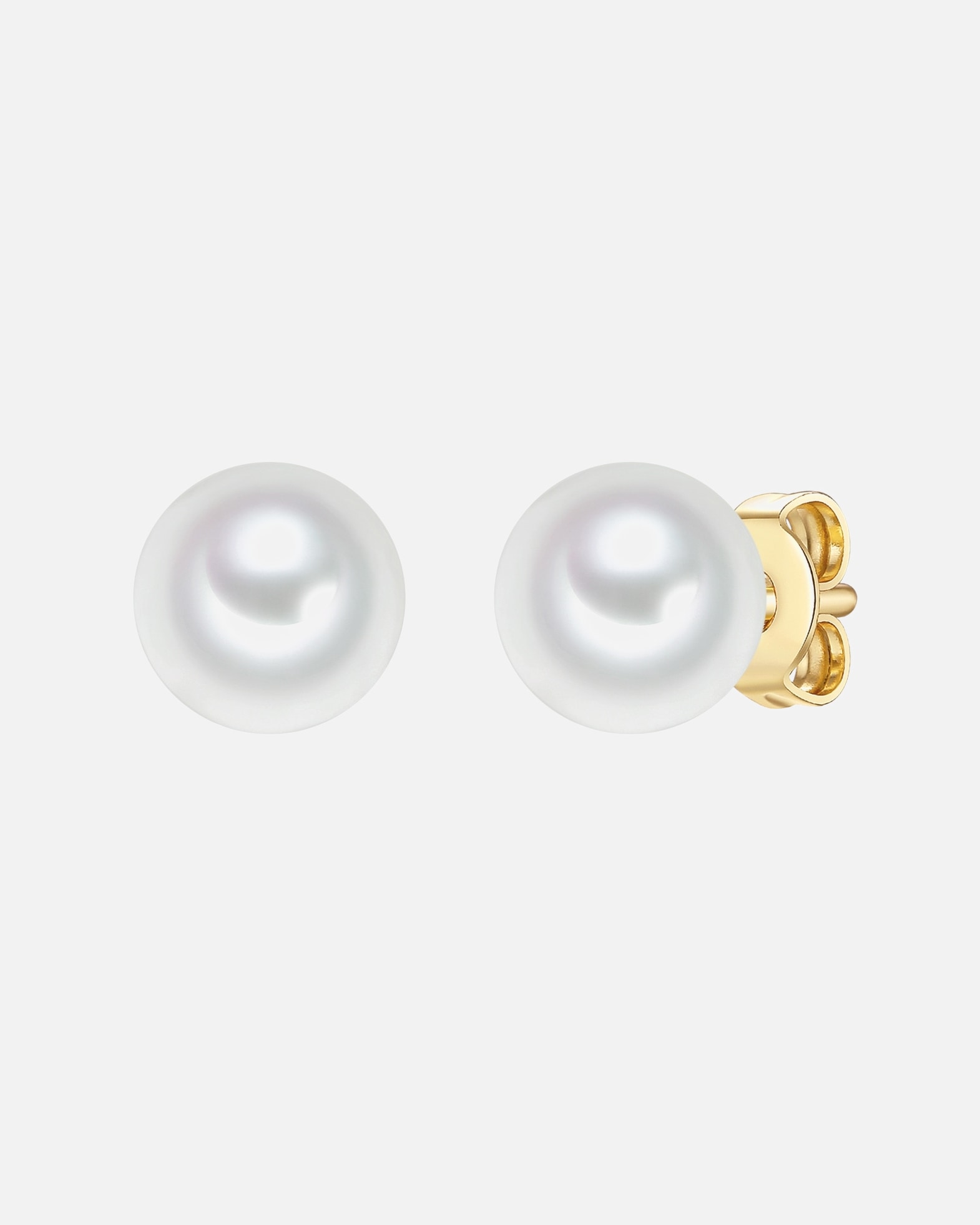 Ohrringe für Weiblich Trilani Perlen-Ohrstecker aus Sterling Silber in gelbgold mit Süßwasser-Zuchtperle 8,0 mm