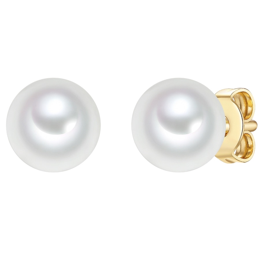 Trilani Perlen-Ohrstecker aus Sterling Silber in gelbgold mit Süßwasser-Zuchtperle 8,0 mm Damen