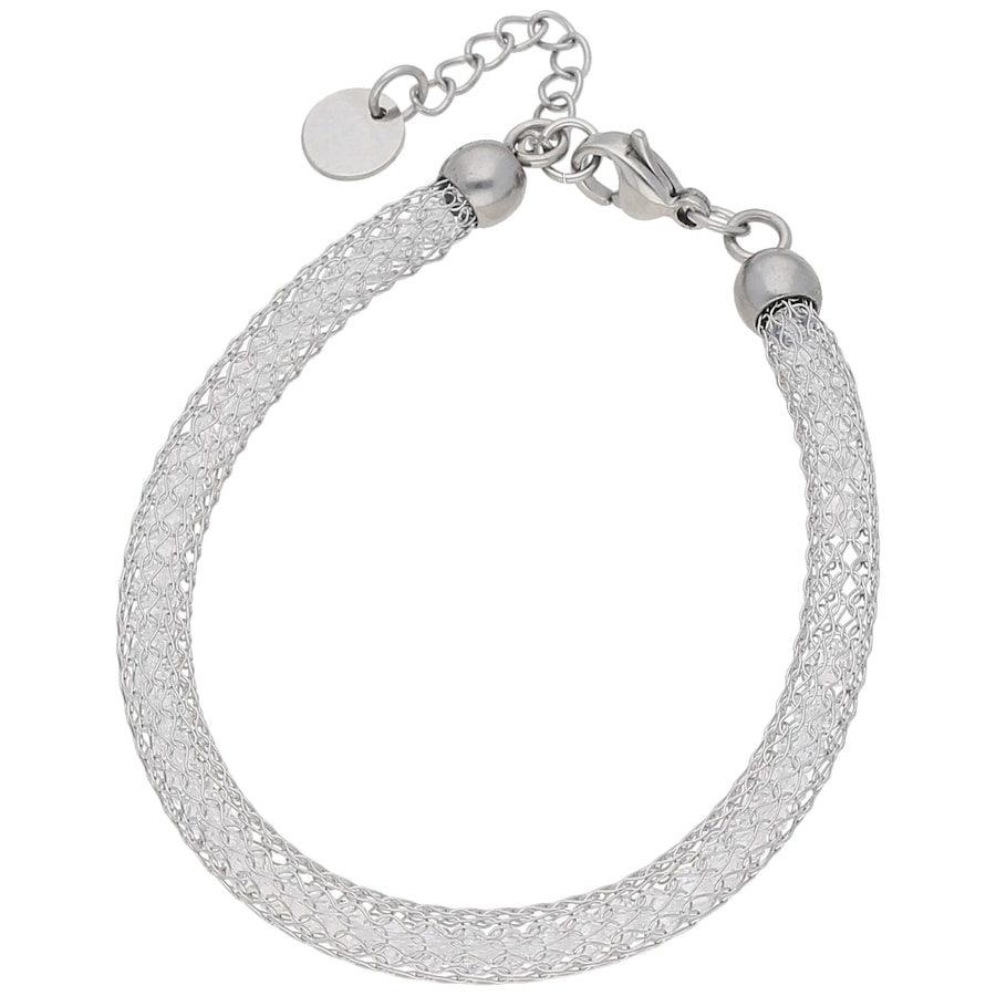 Jacques Charrel Armband in Schlauchform gefüllt mit Kristallen, Edelstahl 22 cm Silber Damen